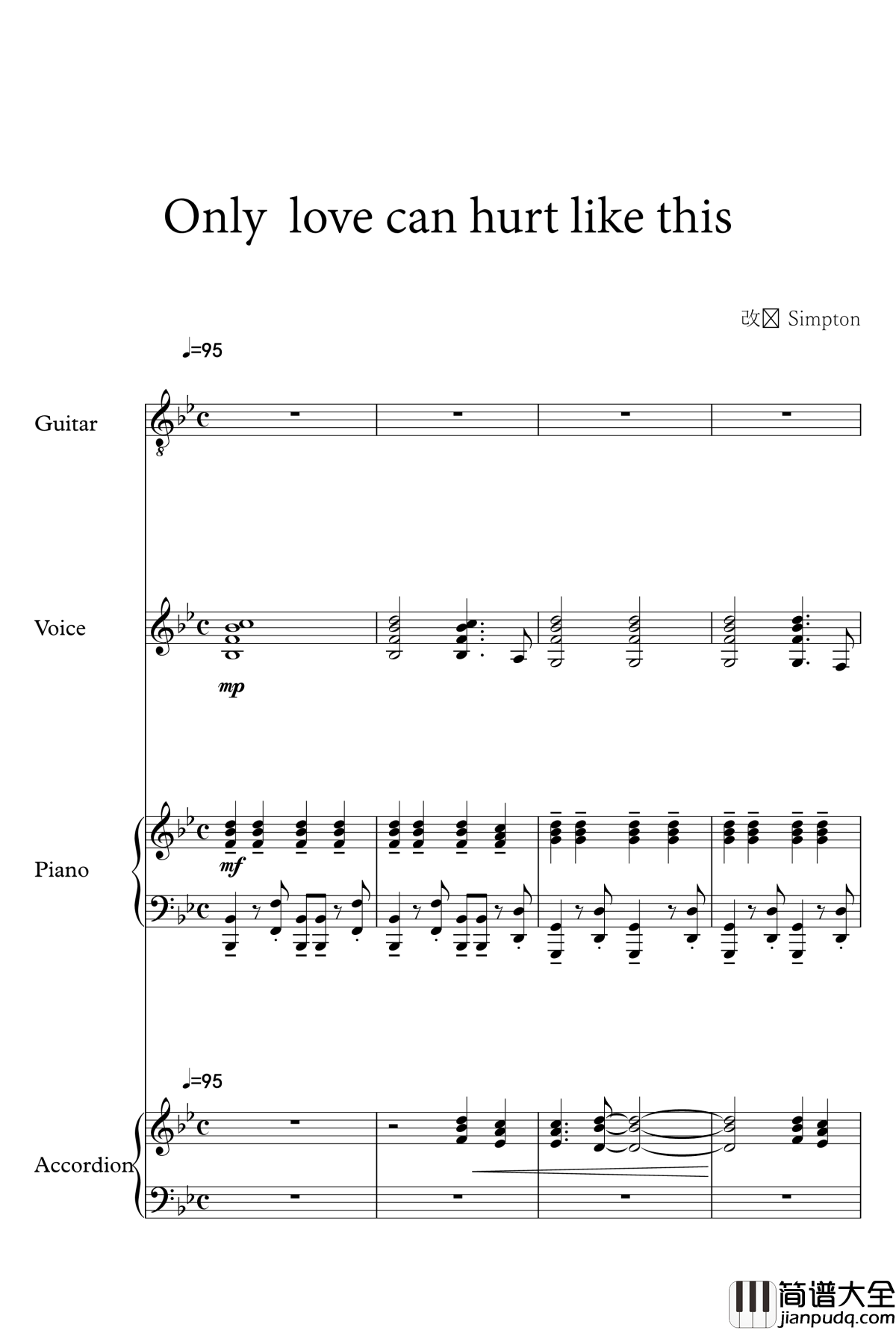 Only_love_can_hurt_like_this钢琴谱_Paloma_Faith