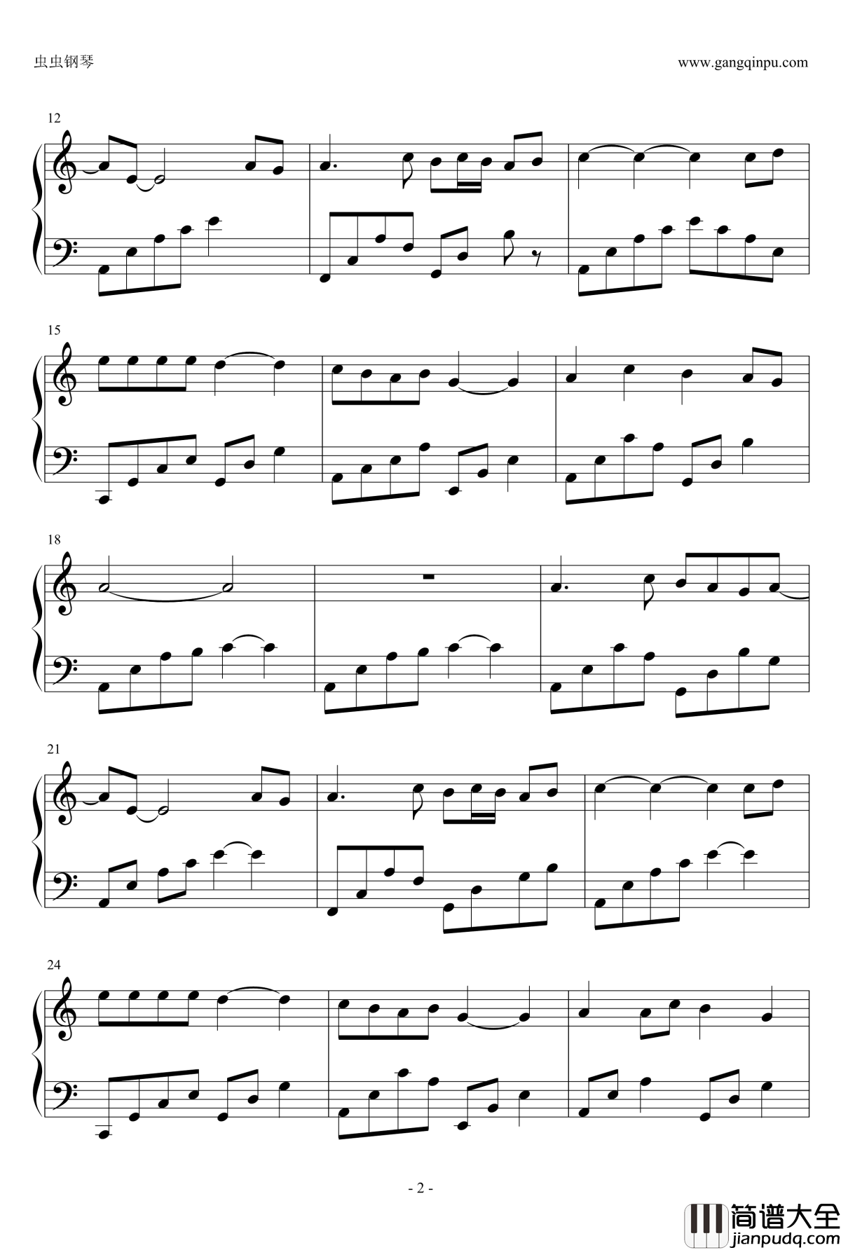 星语心愿钢琴谱_C大调演奏版_张柏芝