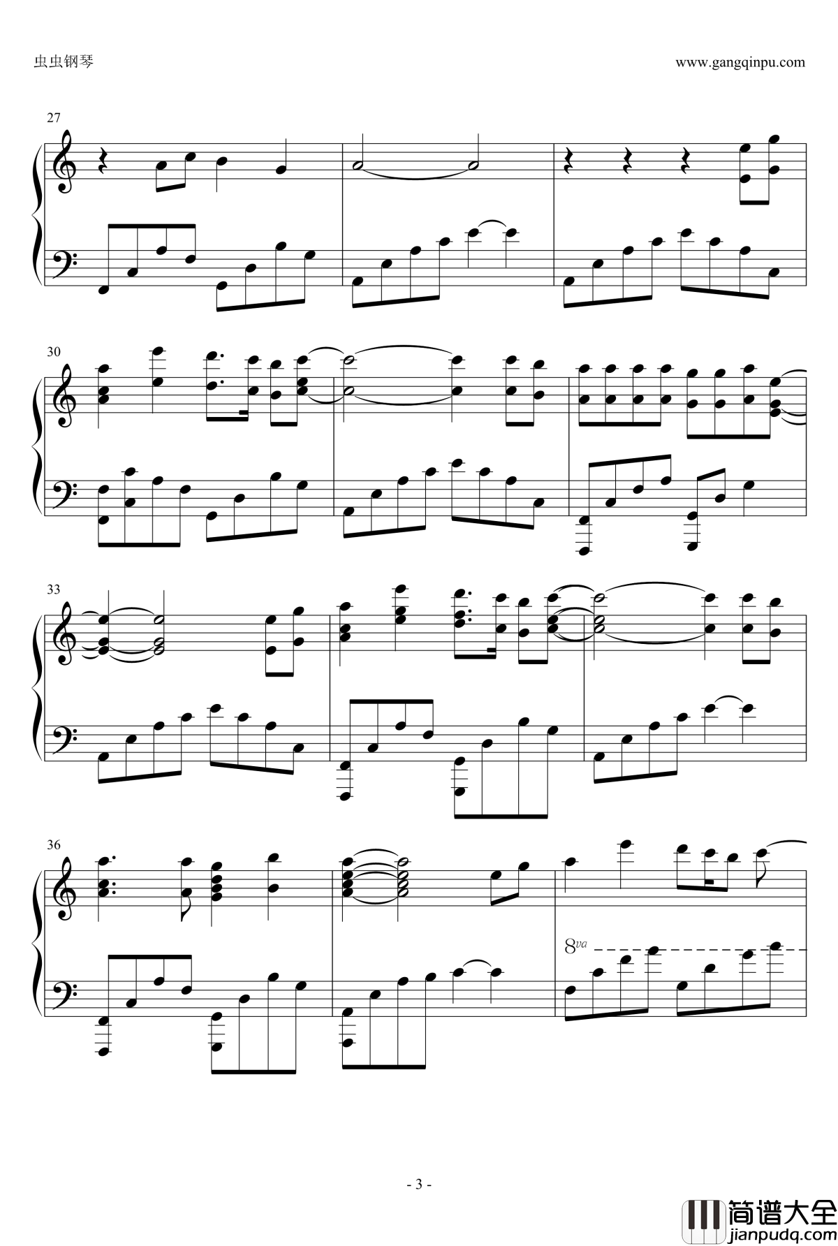 星语心愿钢琴谱_C大调演奏版_张柏芝