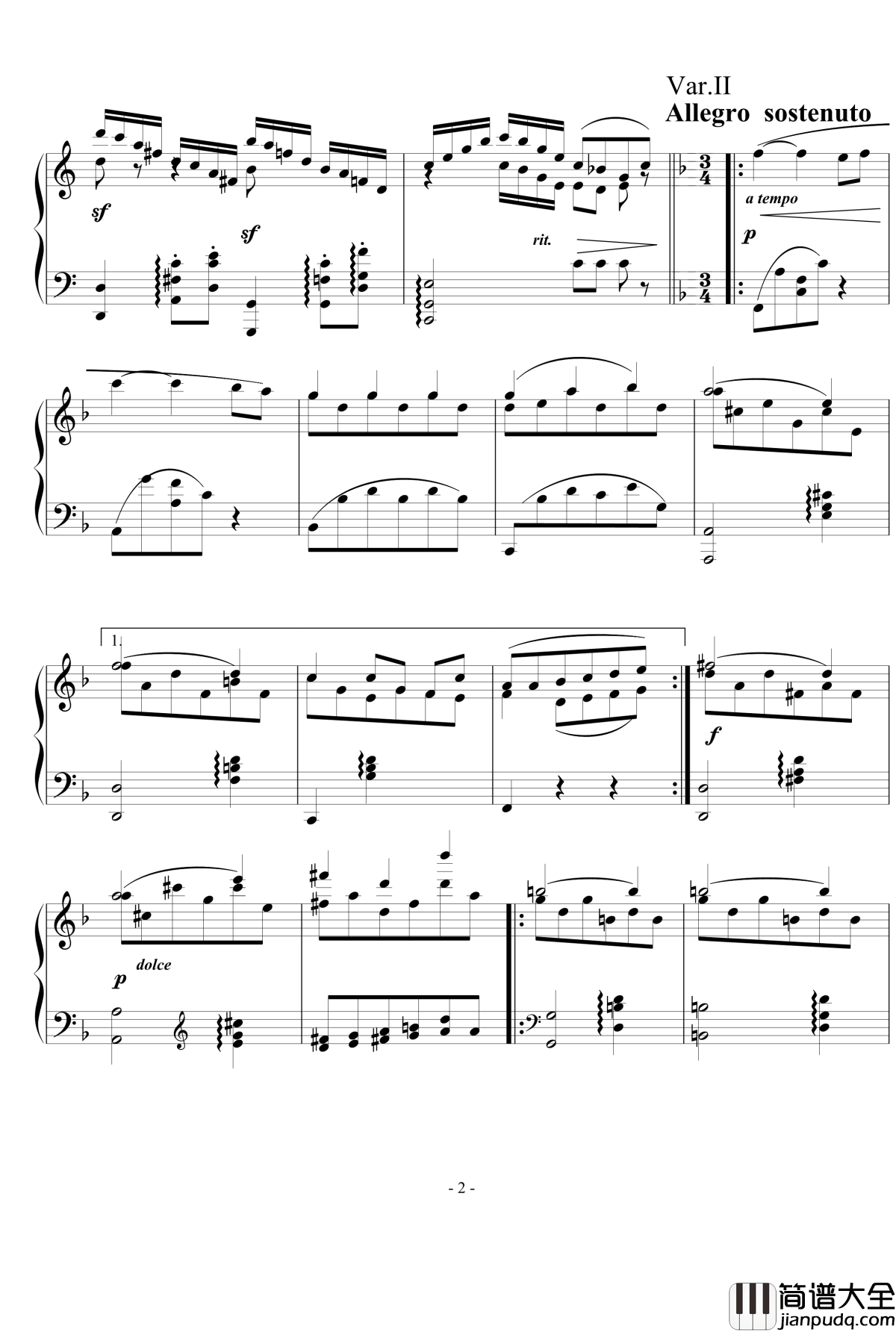 乐之琴主题变奏曲钢琴谱_nyride