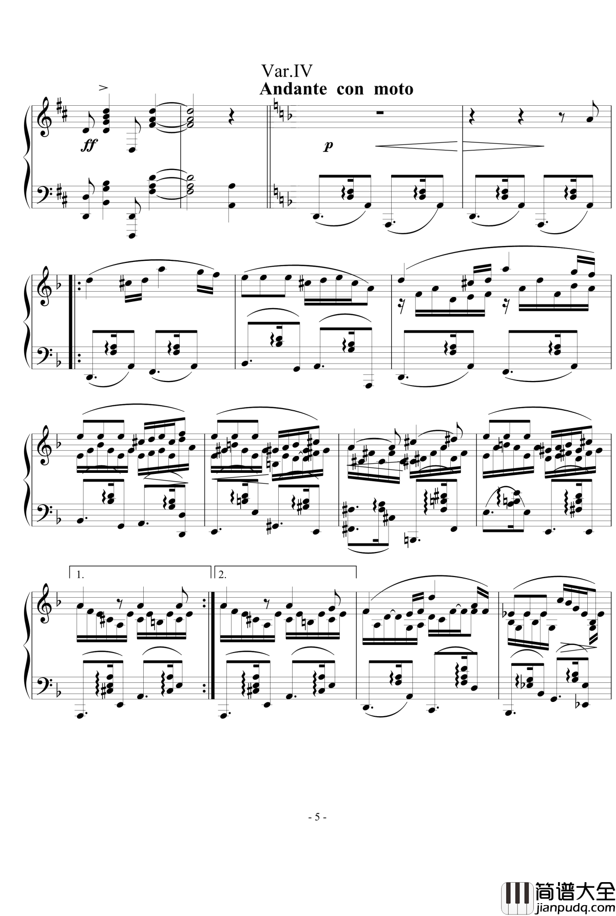 乐之琴主题变奏曲钢琴谱_nyride