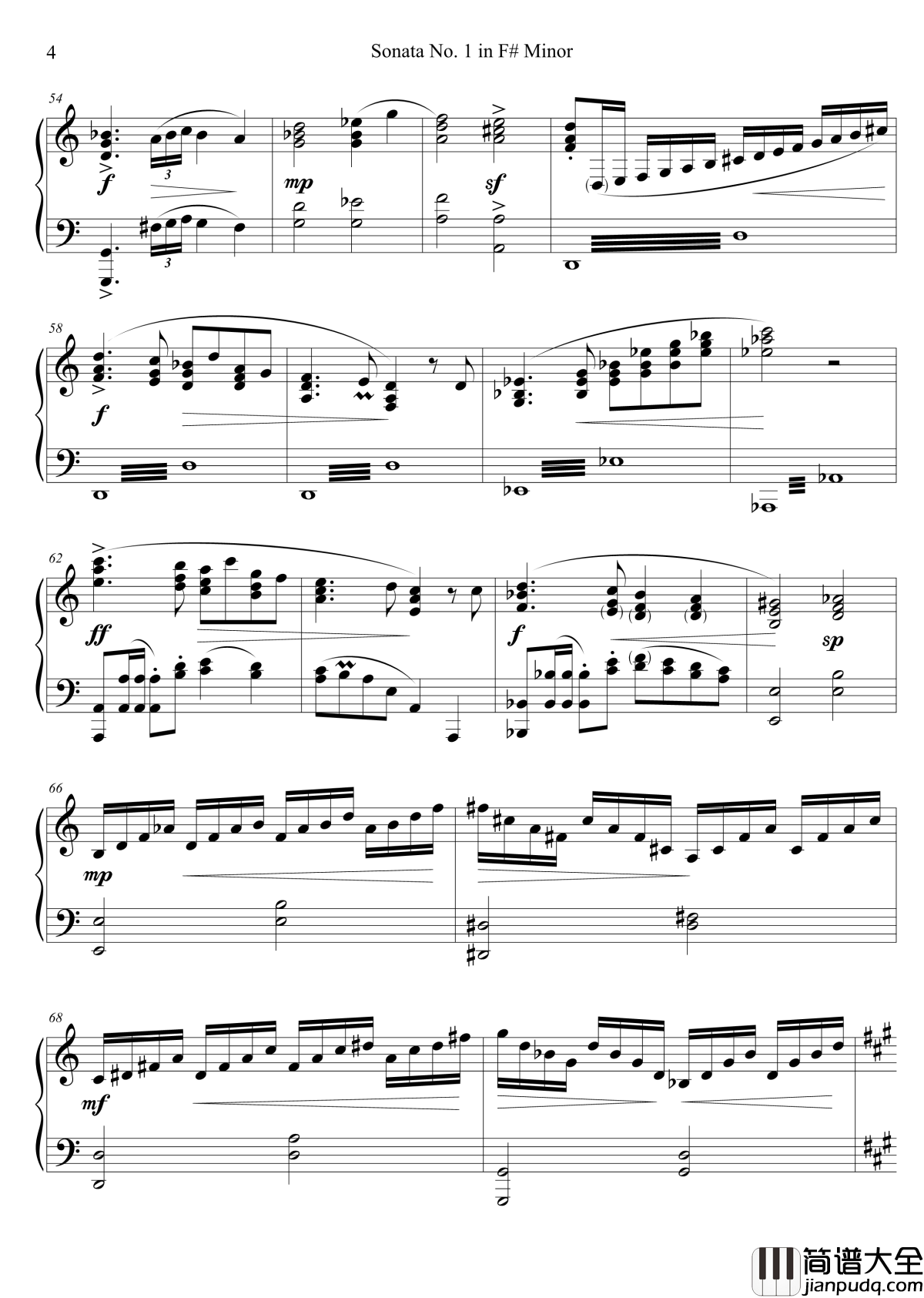 钢琴奏鸣曲No._1钢琴谱_第一乐章_千古留名