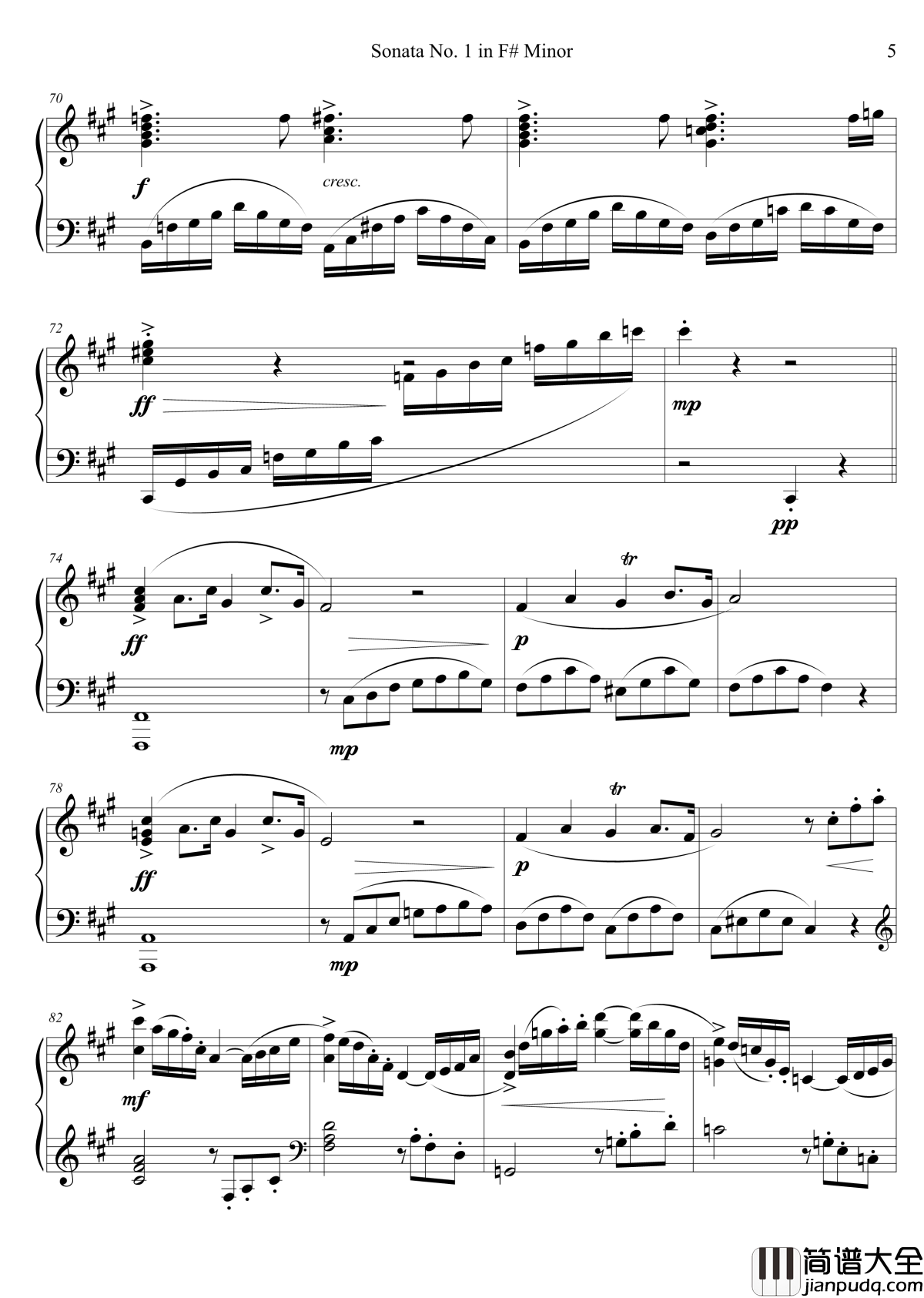 钢琴奏鸣曲No._1钢琴谱_第一乐章_千古留名