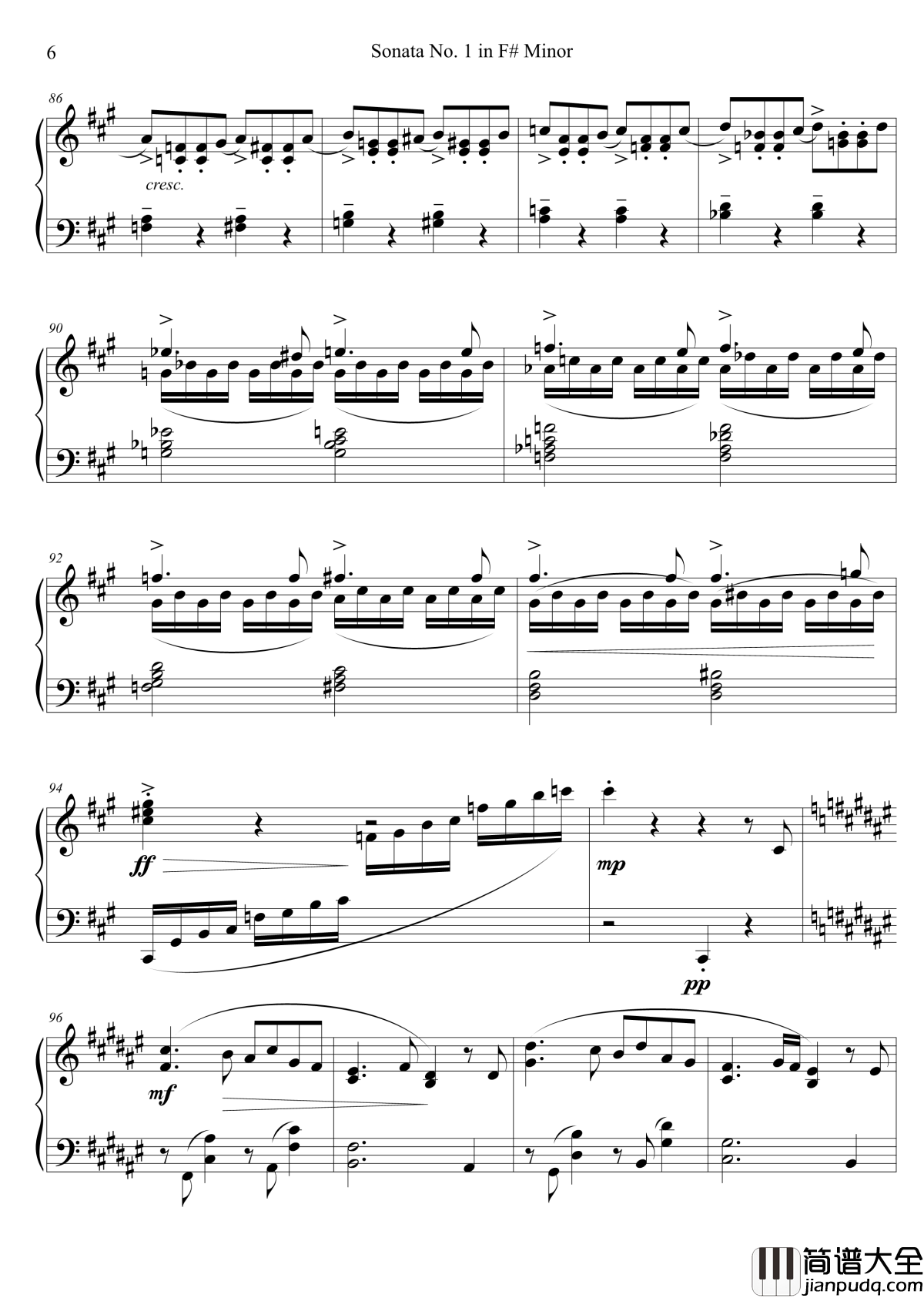 钢琴奏鸣曲No._1钢琴谱_第一乐章_千古留名