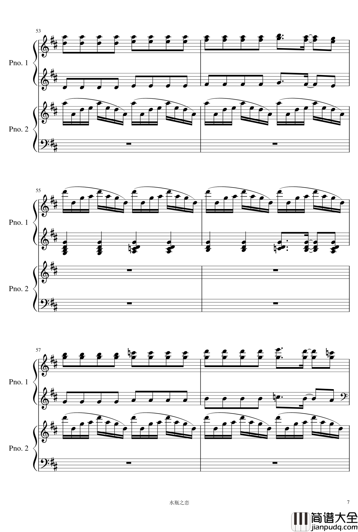 Summer钢琴谱_双钢琴_久石让