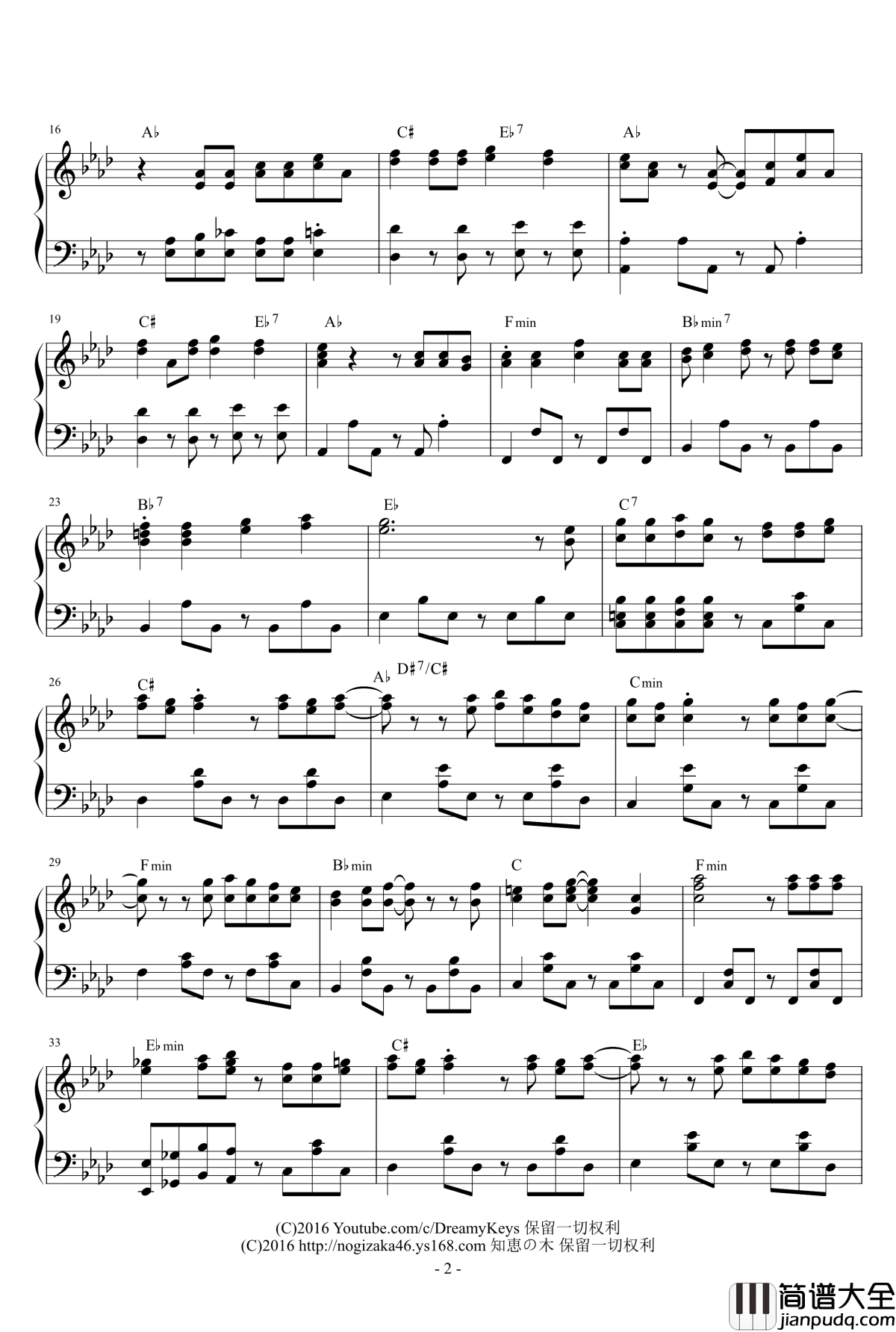 _君はメロディー钢琴谱_AKB48