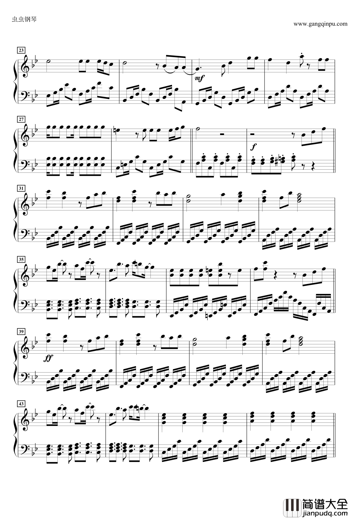 solo_Piano钢琴谱_黄金拼图_きらめきいろサマーレインボー~