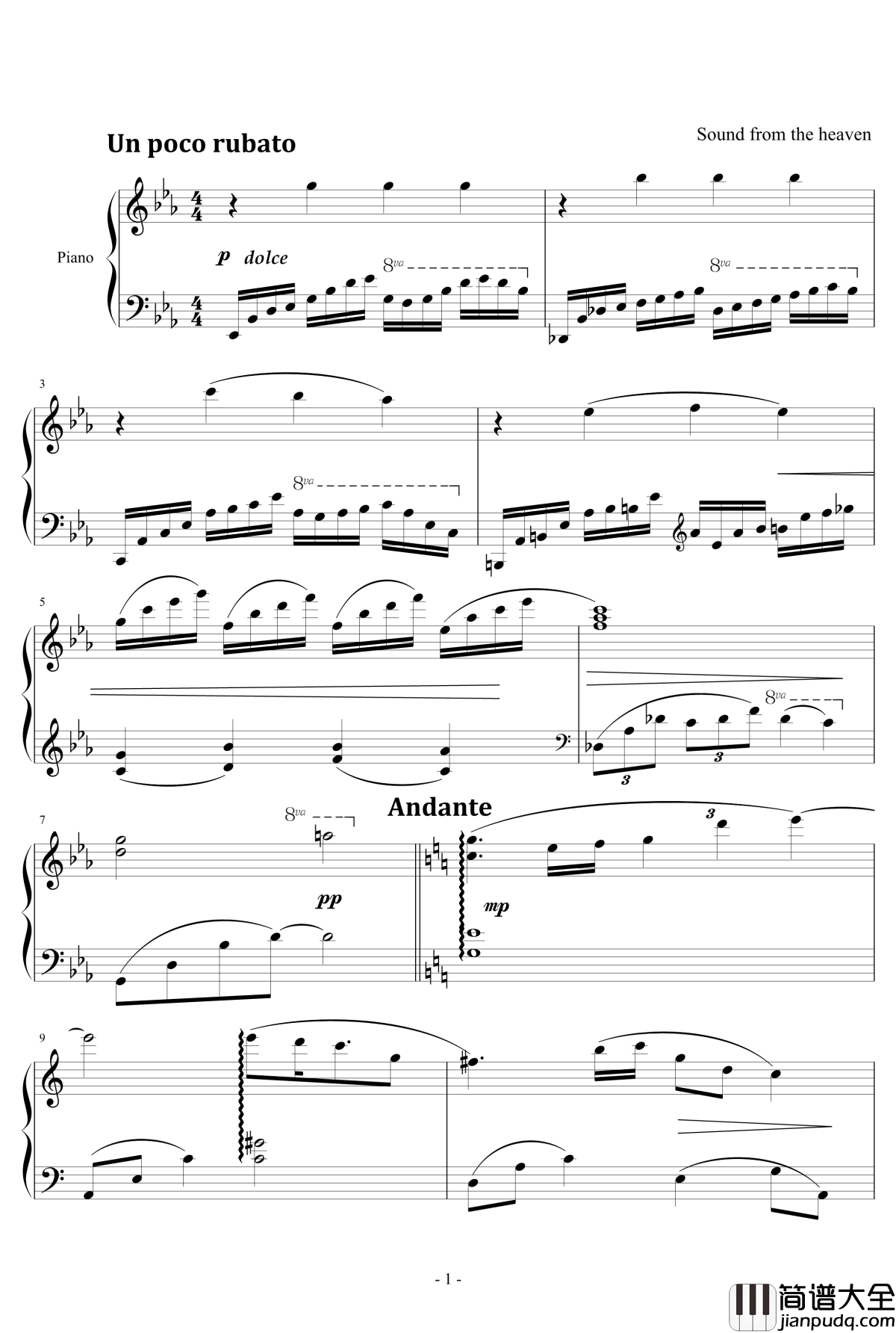 星空钢琴谱_天籁传声