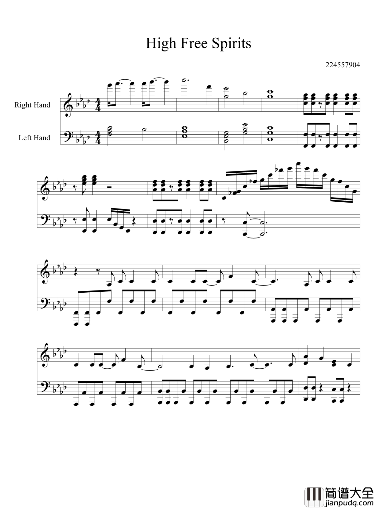 High_Free_Spirits钢琴谱_四月新番中