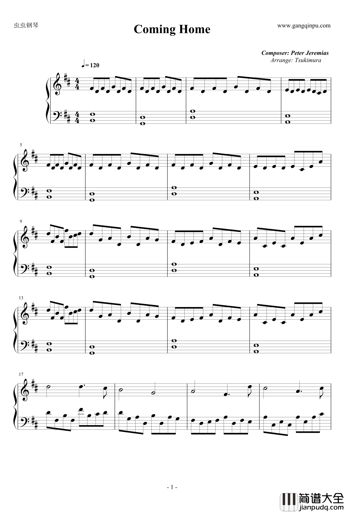 _Coming_Home钢琴谱_Peter_Jeremiasr
