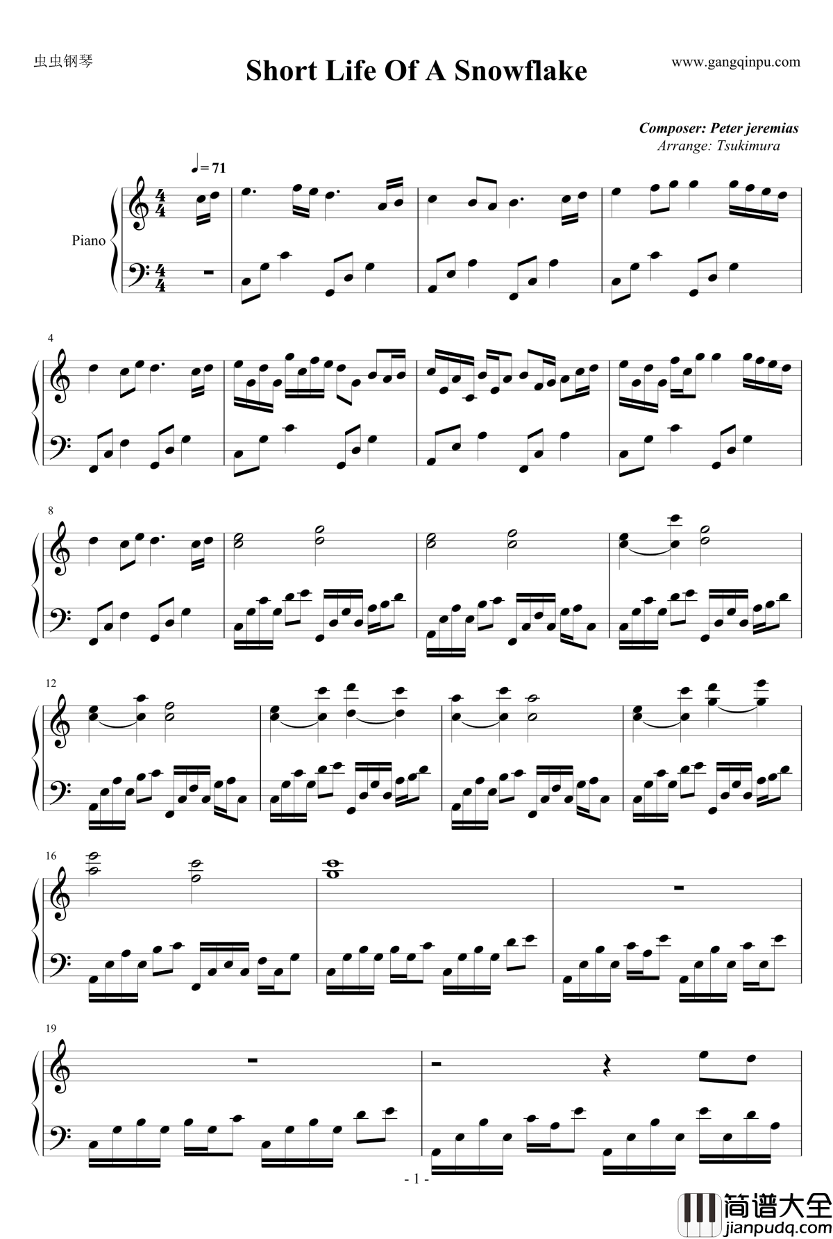 _Short_Life_Of_A_Snowflake钢琴谱_Peter_Jeremias