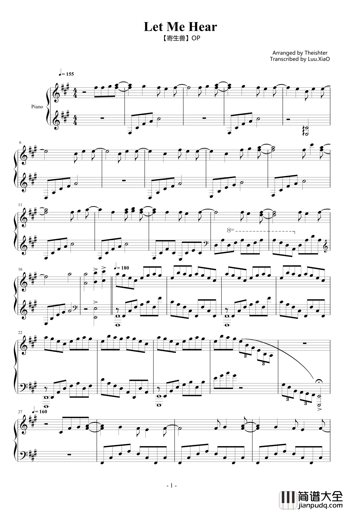 Let_Me_Hear_OP钢琴谱__【Theishter版本】_Luu.Xiao_寄生兽