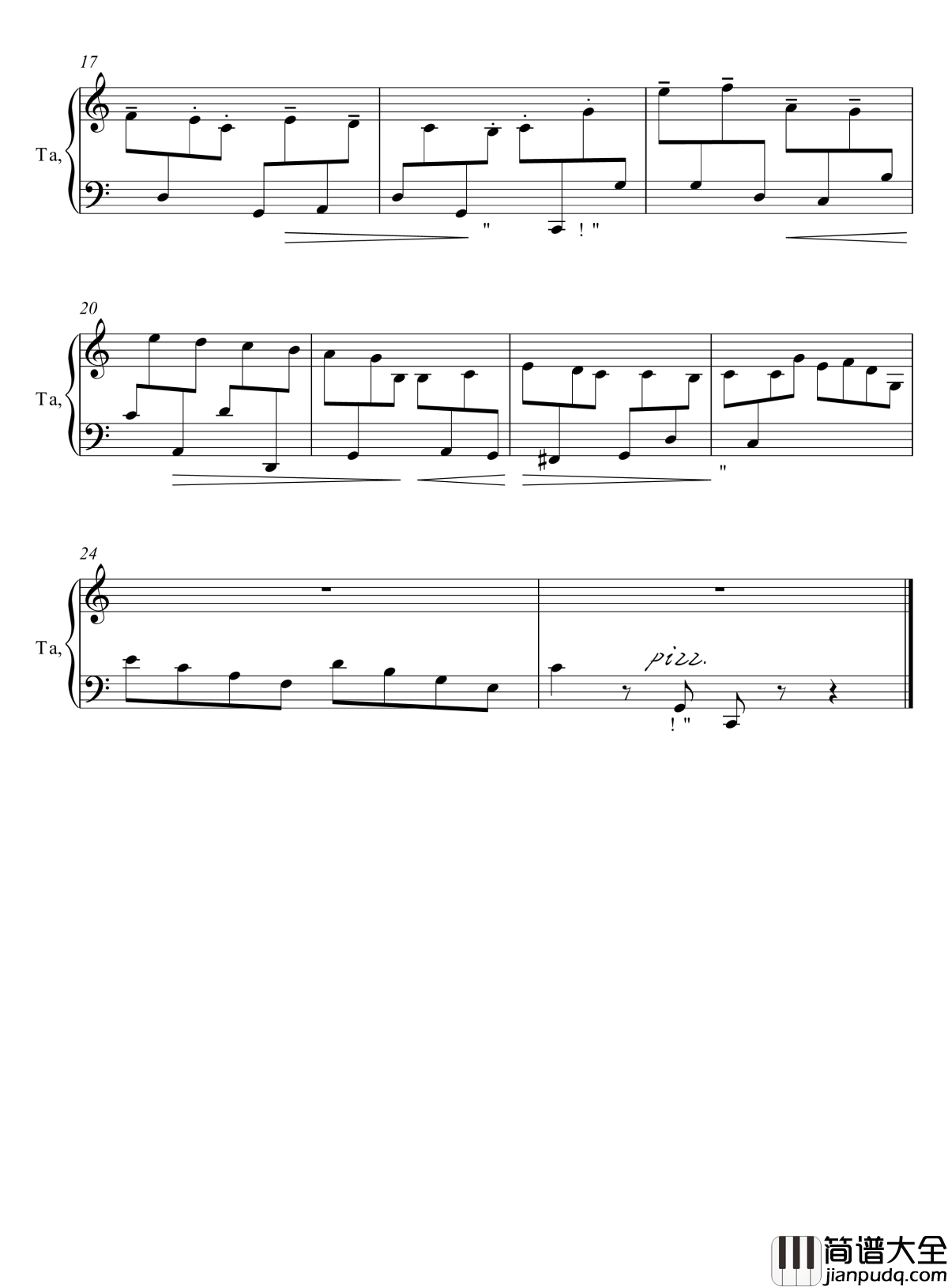 一夜凉风钢琴谱_双行谱版_流行追梦人