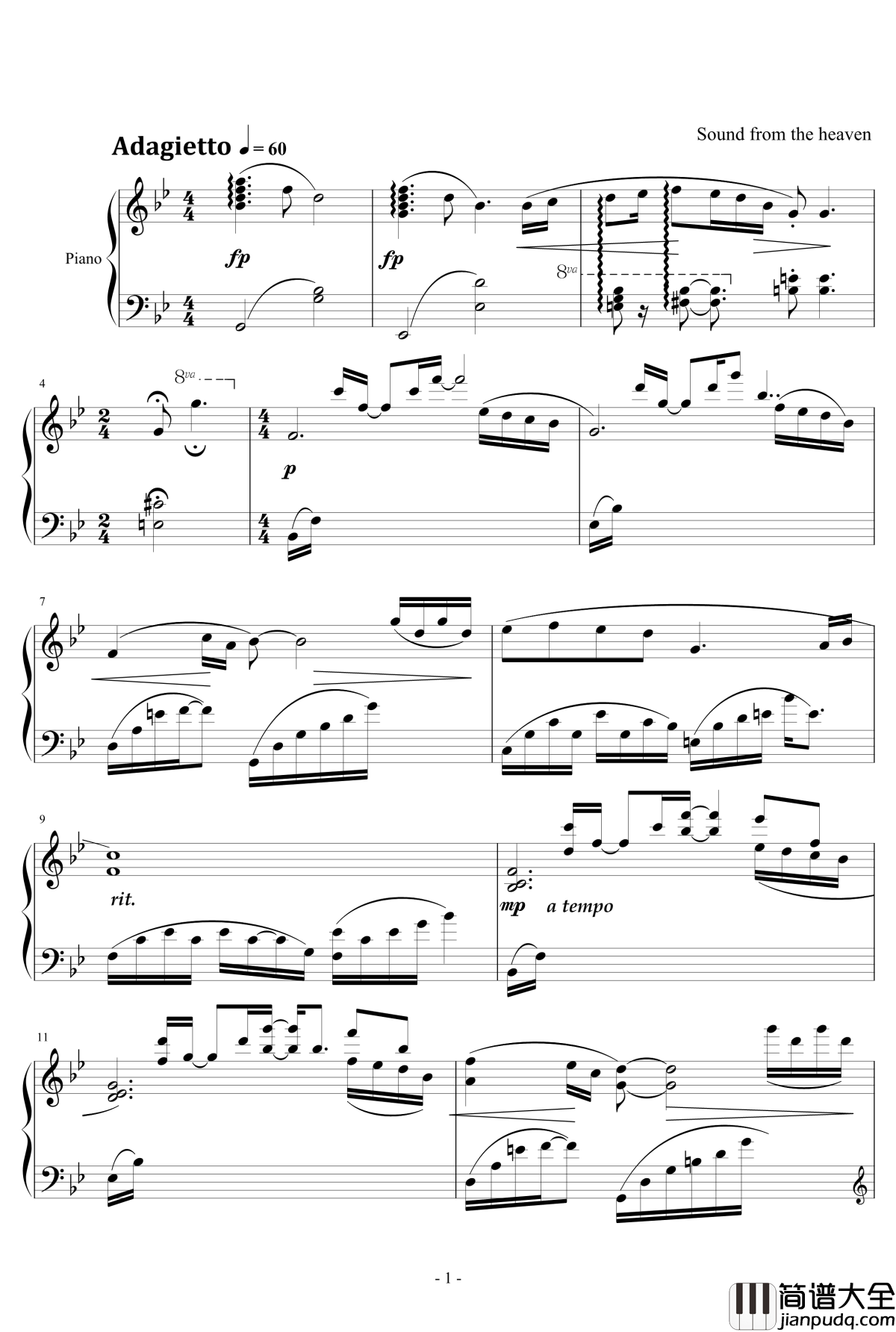 晨曦钢琴谱_天籁传声