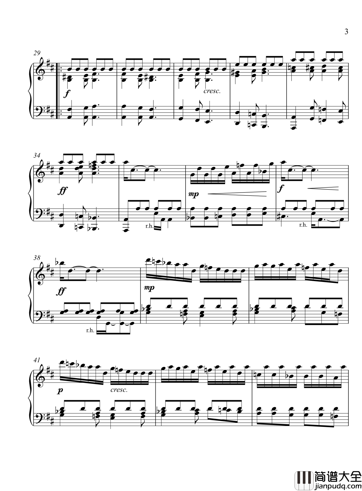 辛普森D大调第三练习曲钢琴谱_辛普森