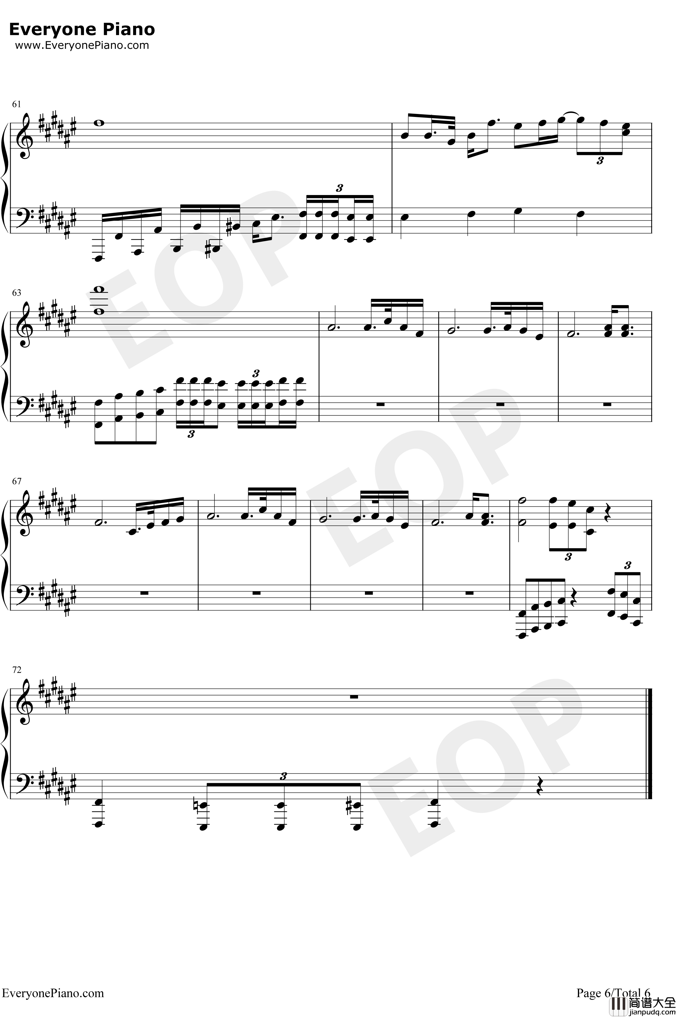 海芋恋钢琴谱_萧敬腾