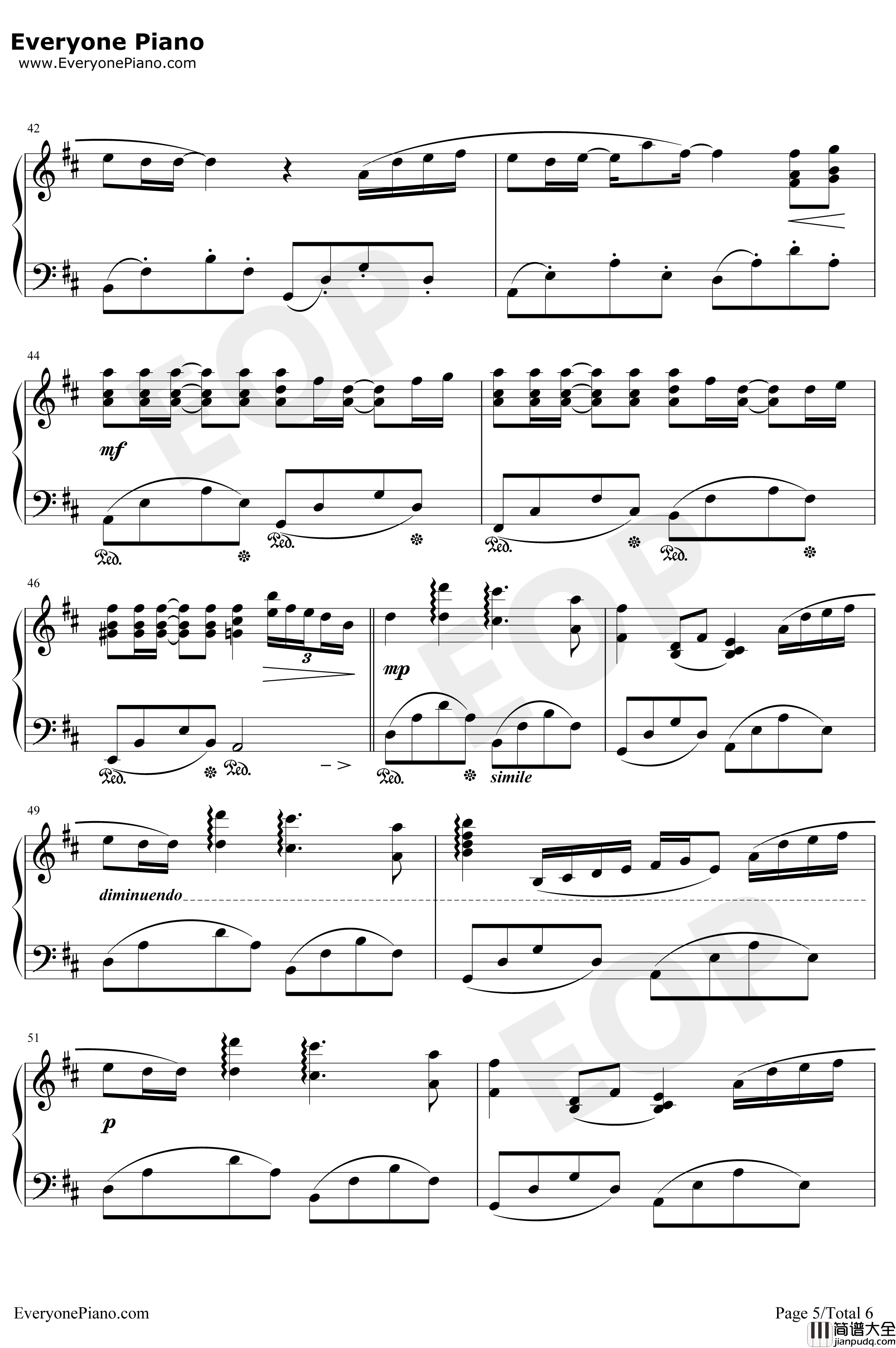 Summer钢琴谱_完美版_久石让_菊次郎的夏天