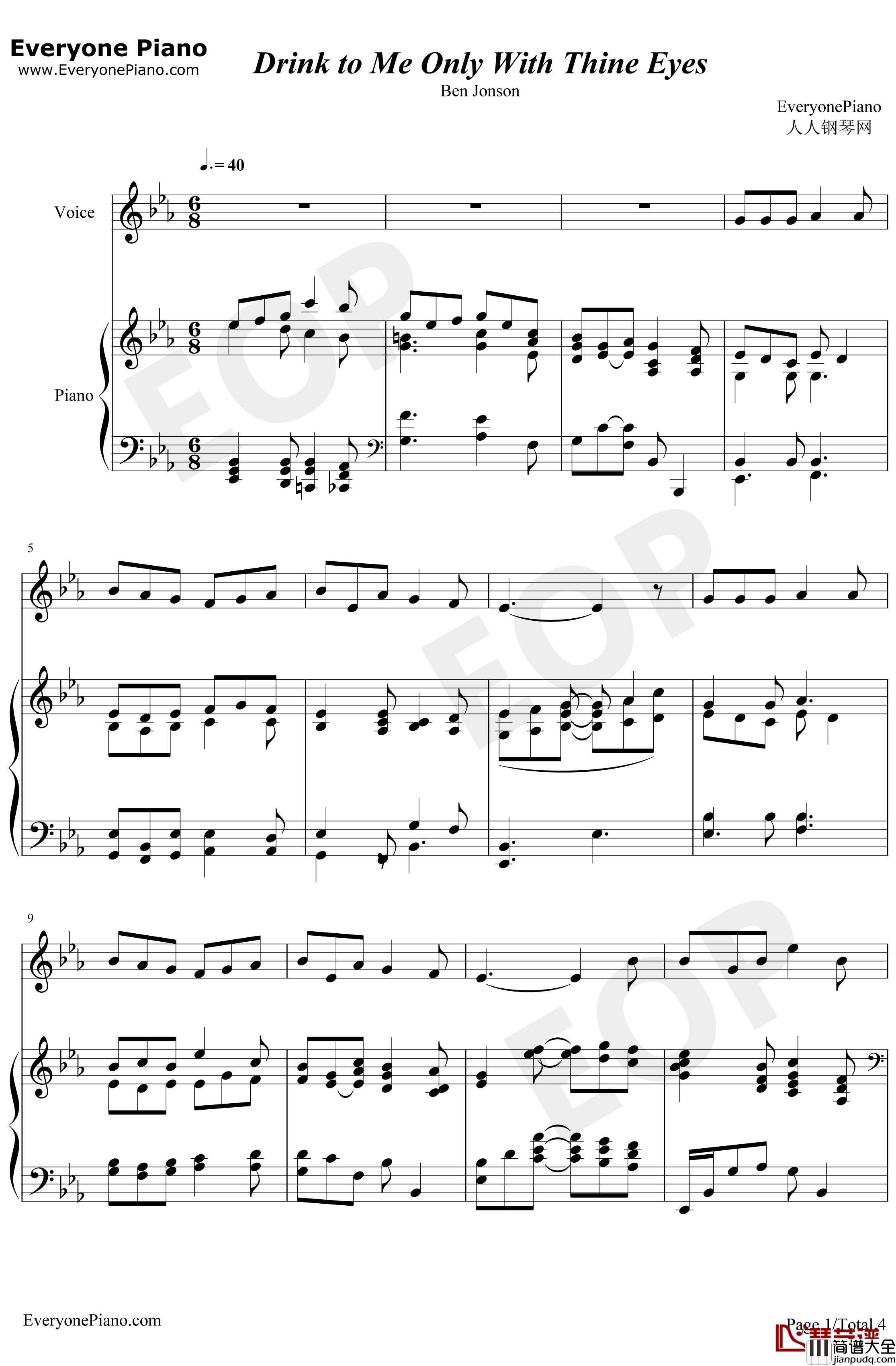 Drink_to_Me_Only_with_Thine_Eyes钢琴谱_BenJonson