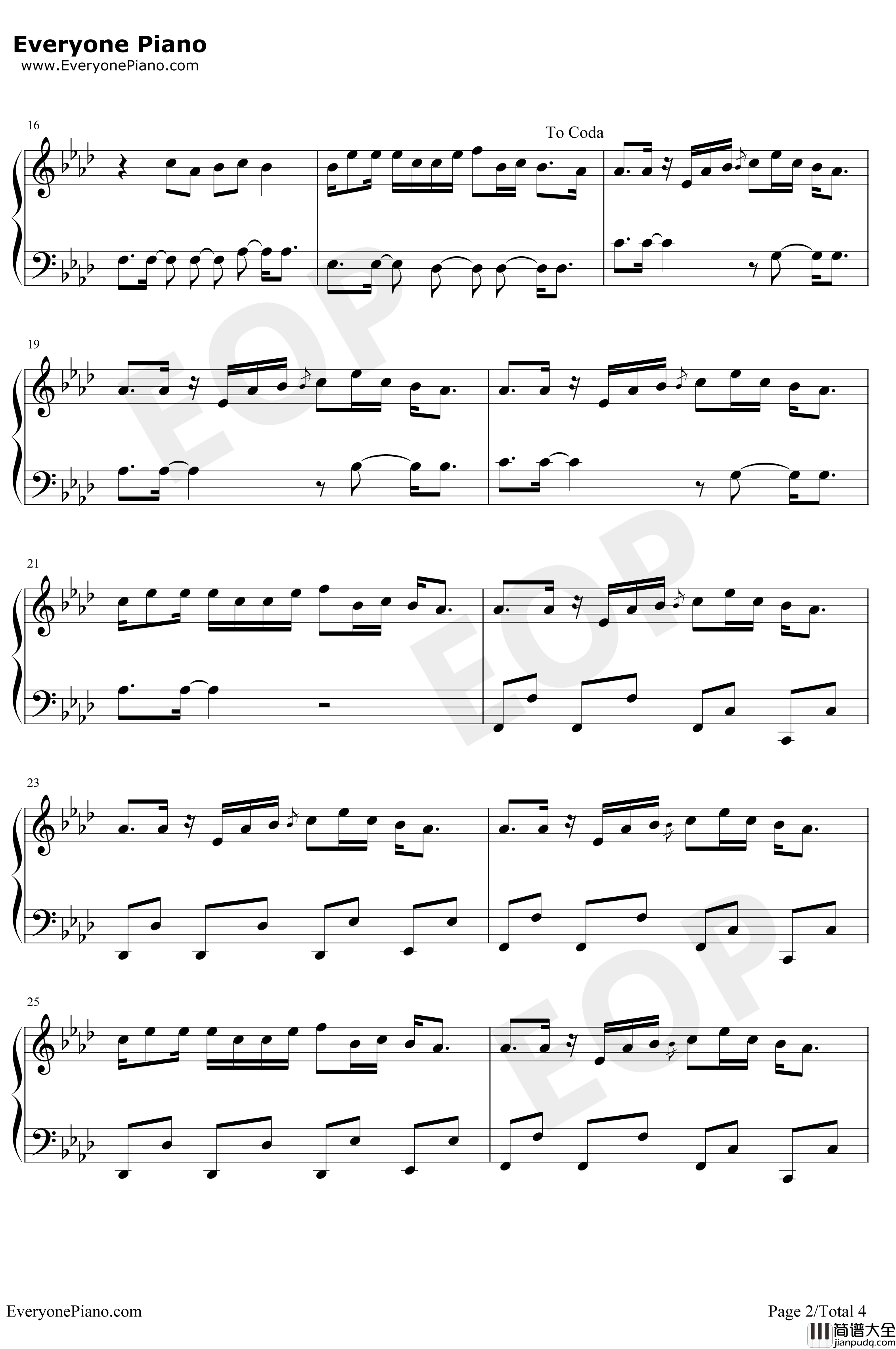 SOS钢琴谱_Avicii_Aloe_Blacc