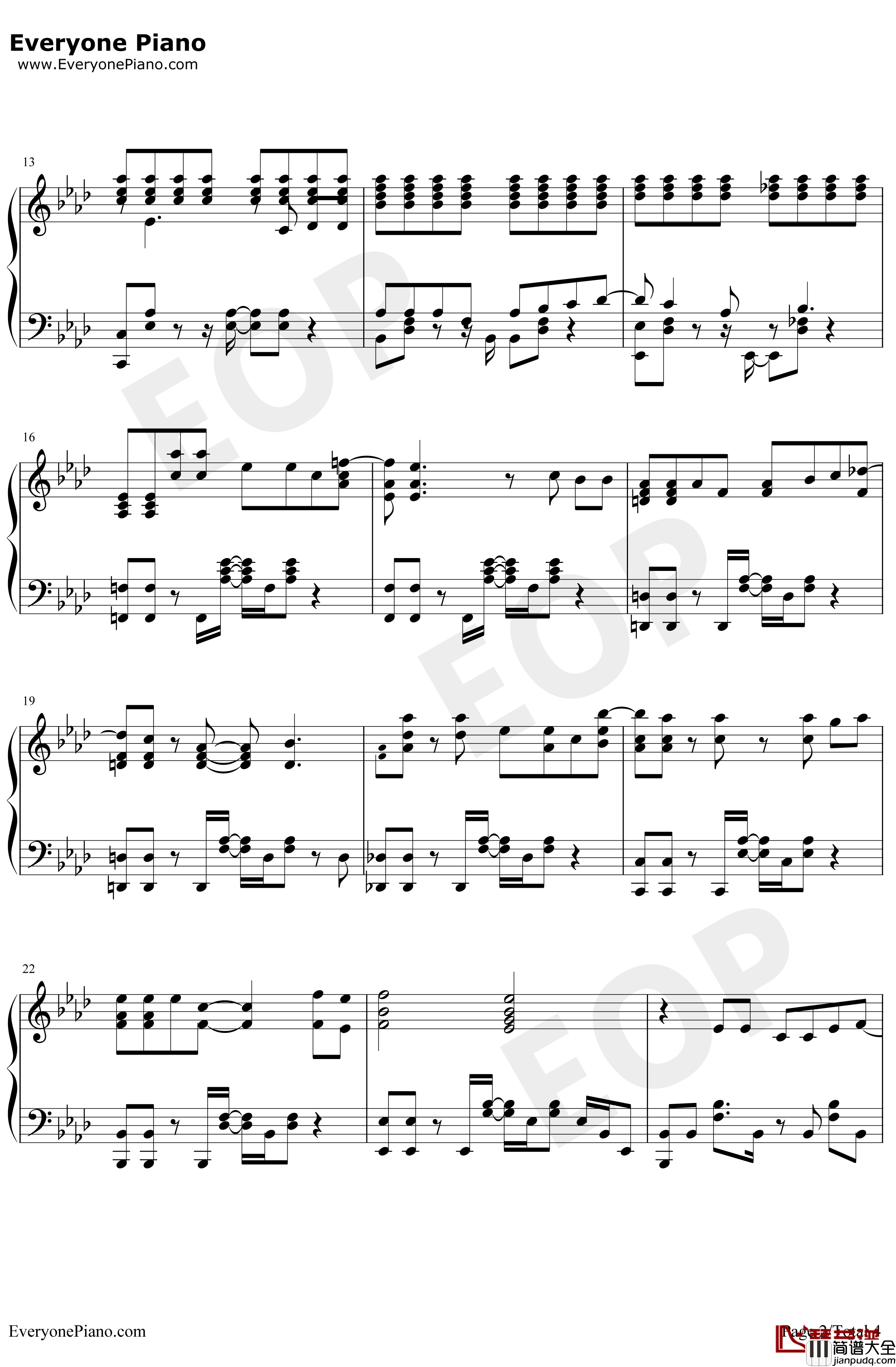 わがまま钢琴谱_泷川亚理沙_家有女友ED