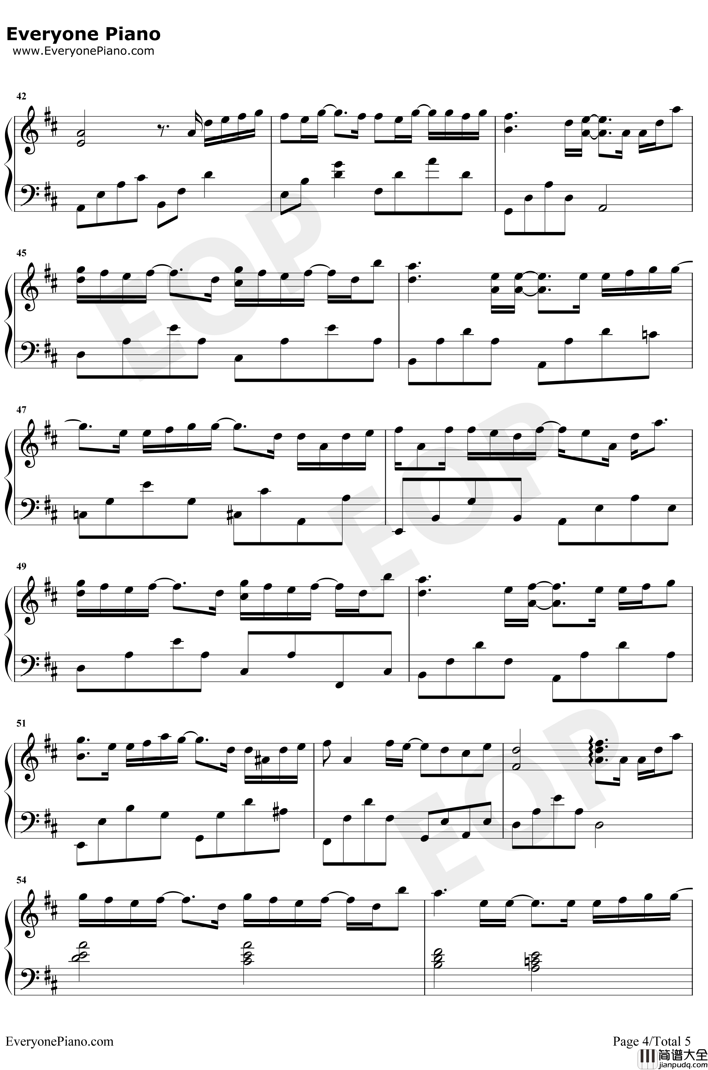 单向箭头钢琴谱_双笙