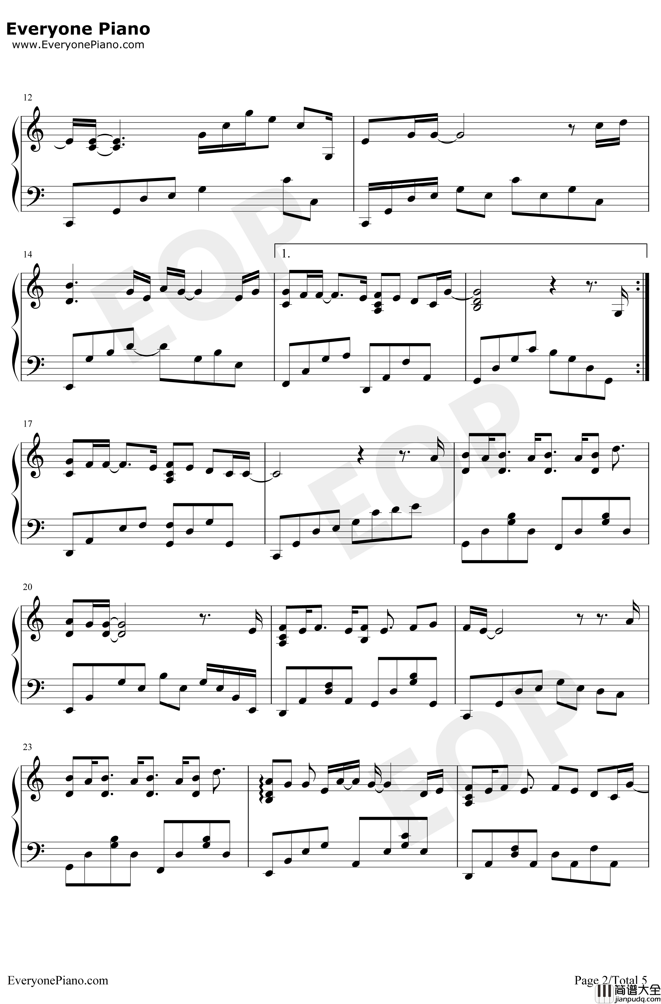 想你钢琴谱_张敬轩_完美独奏版