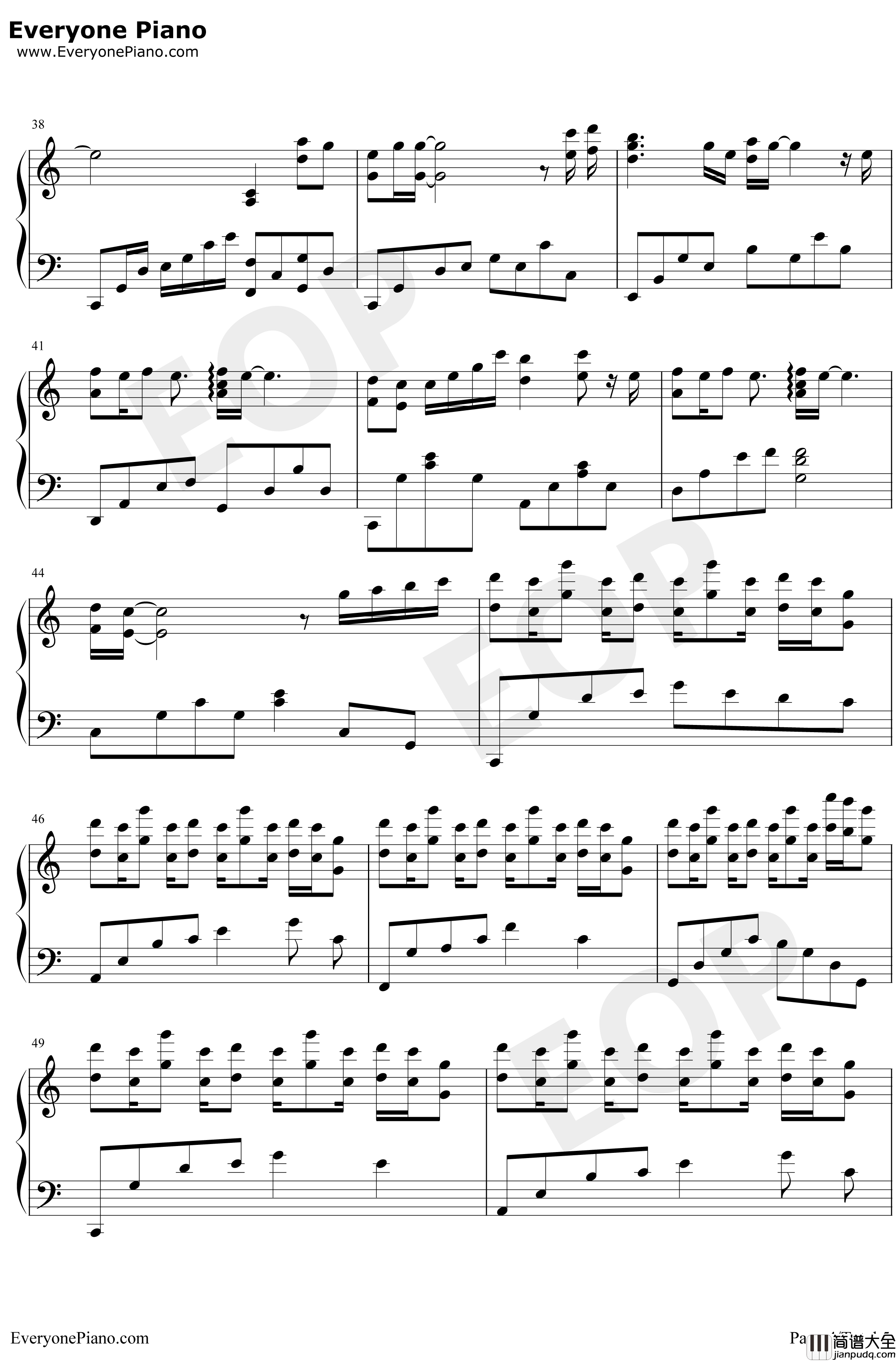 想你钢琴谱_张敬轩_完美独奏版