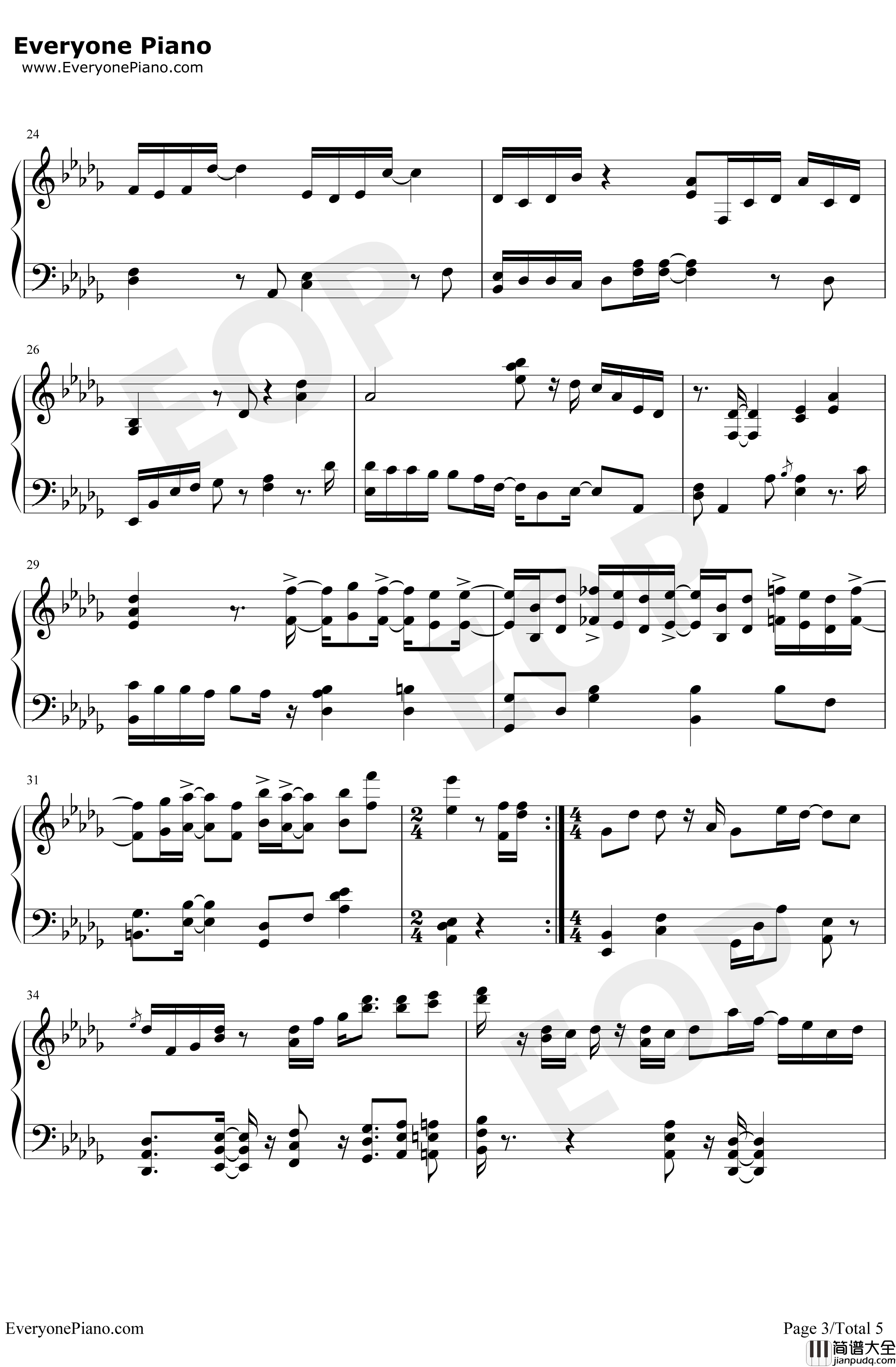 生生钢琴谱_林俊杰_演奏版