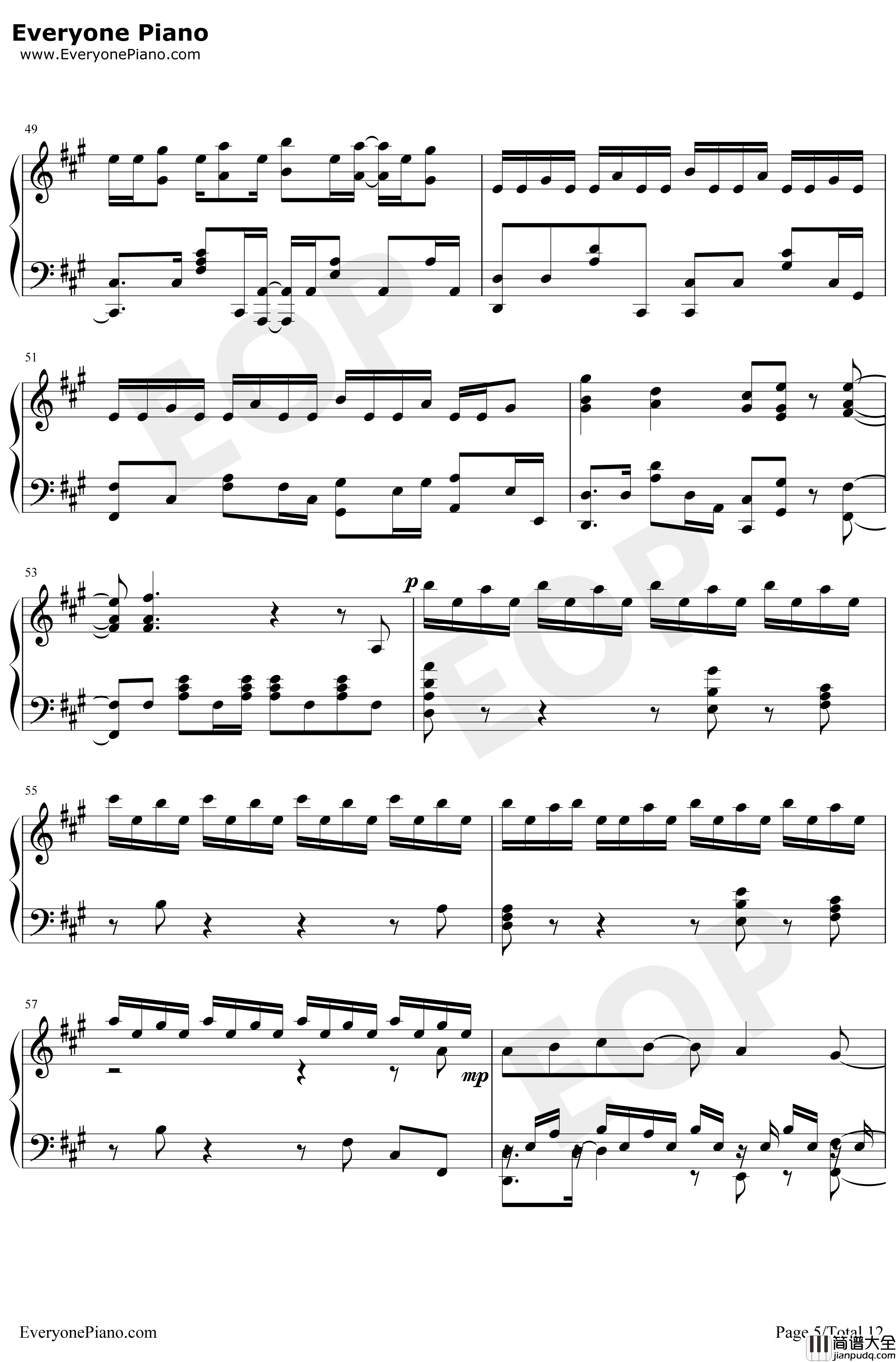 カワキヲアメク钢琴谱_美波_家有女友OP