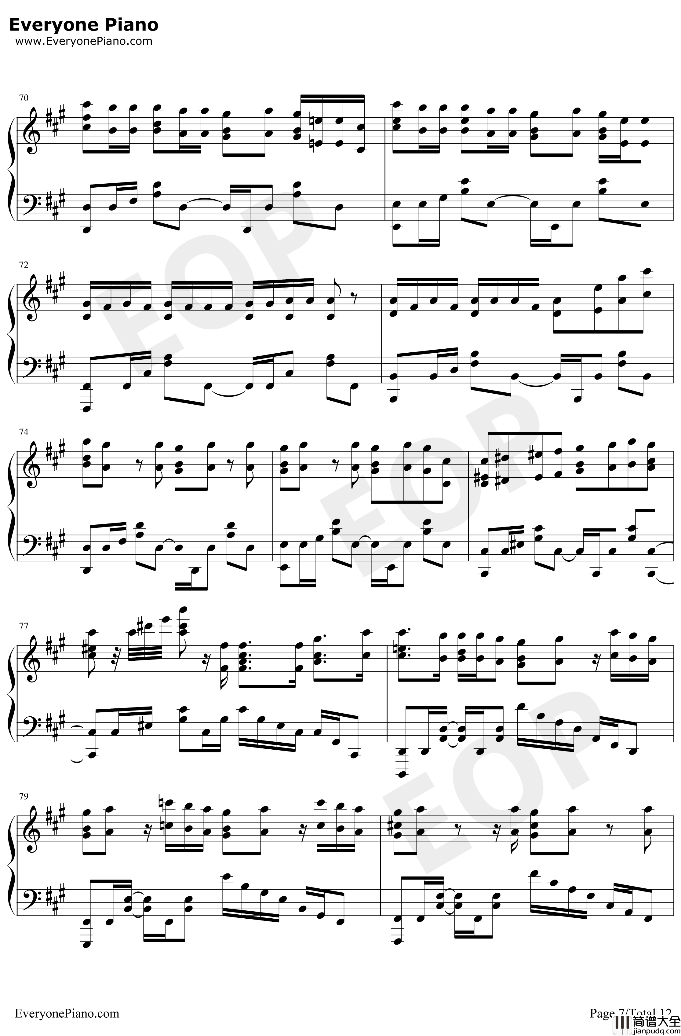 カワキヲアメク钢琴谱_美波_家有女友OP