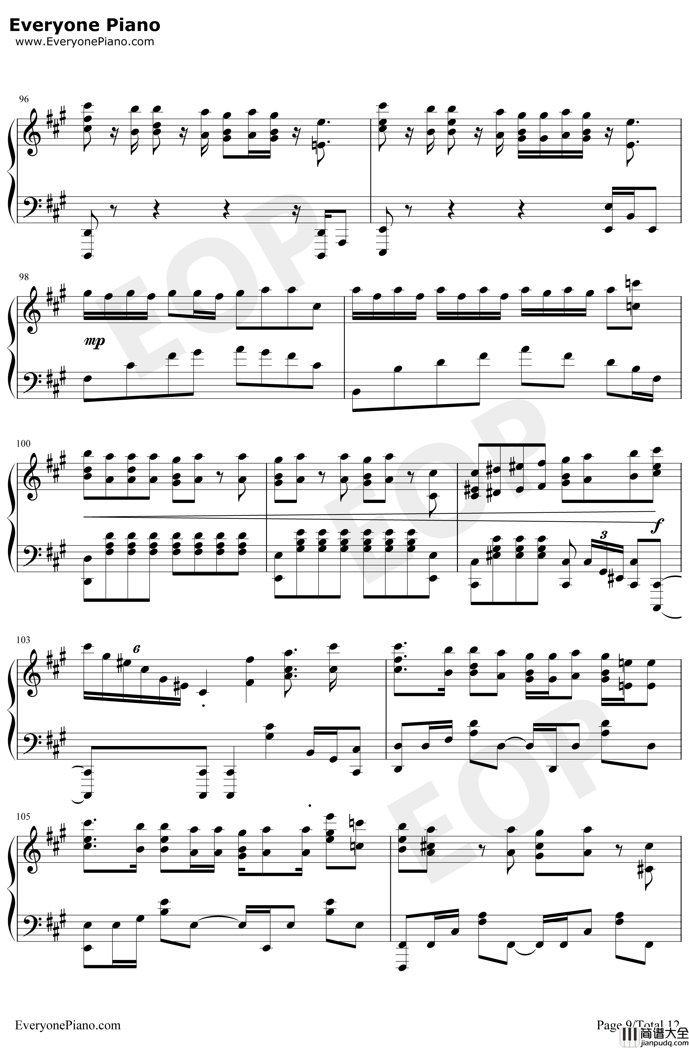 カワキヲアメク钢琴谱_美波_家有女友OP