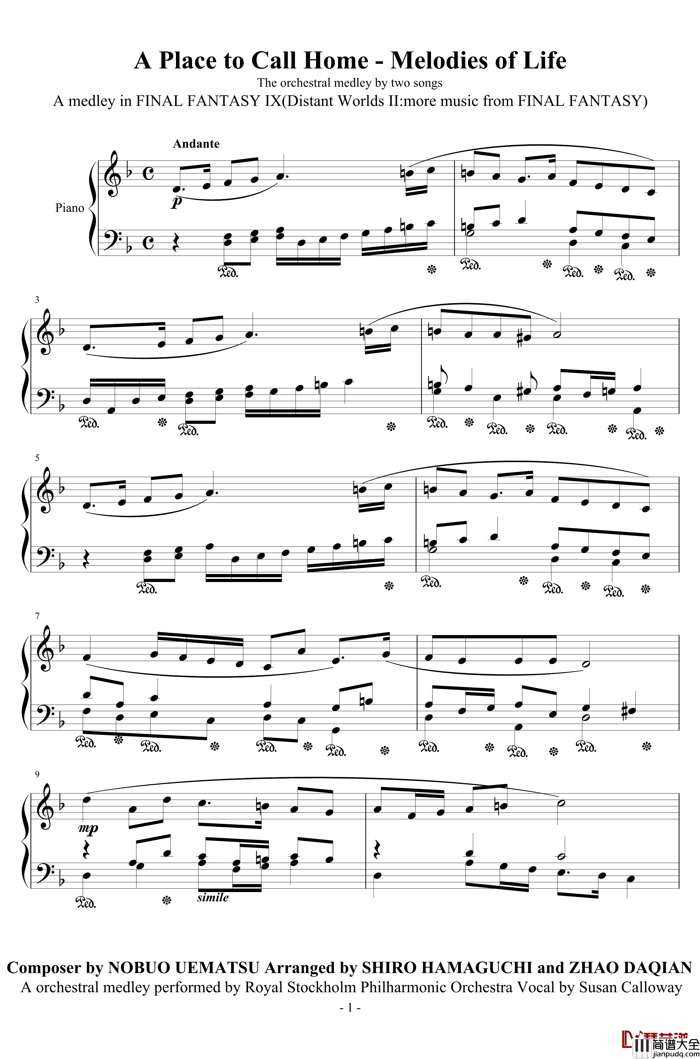 Melodies_of_Life钢琴谱_Susan_Calloway_A_Place_to_Call_Home