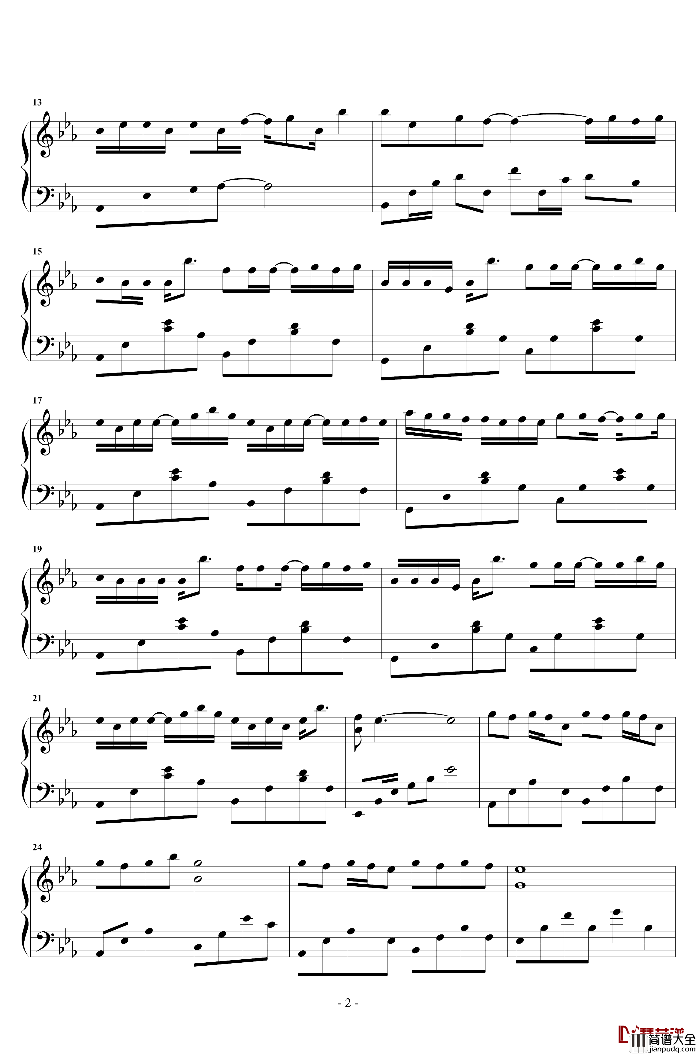 绿色钢琴谱_陈雪凝_完全原声_终极版