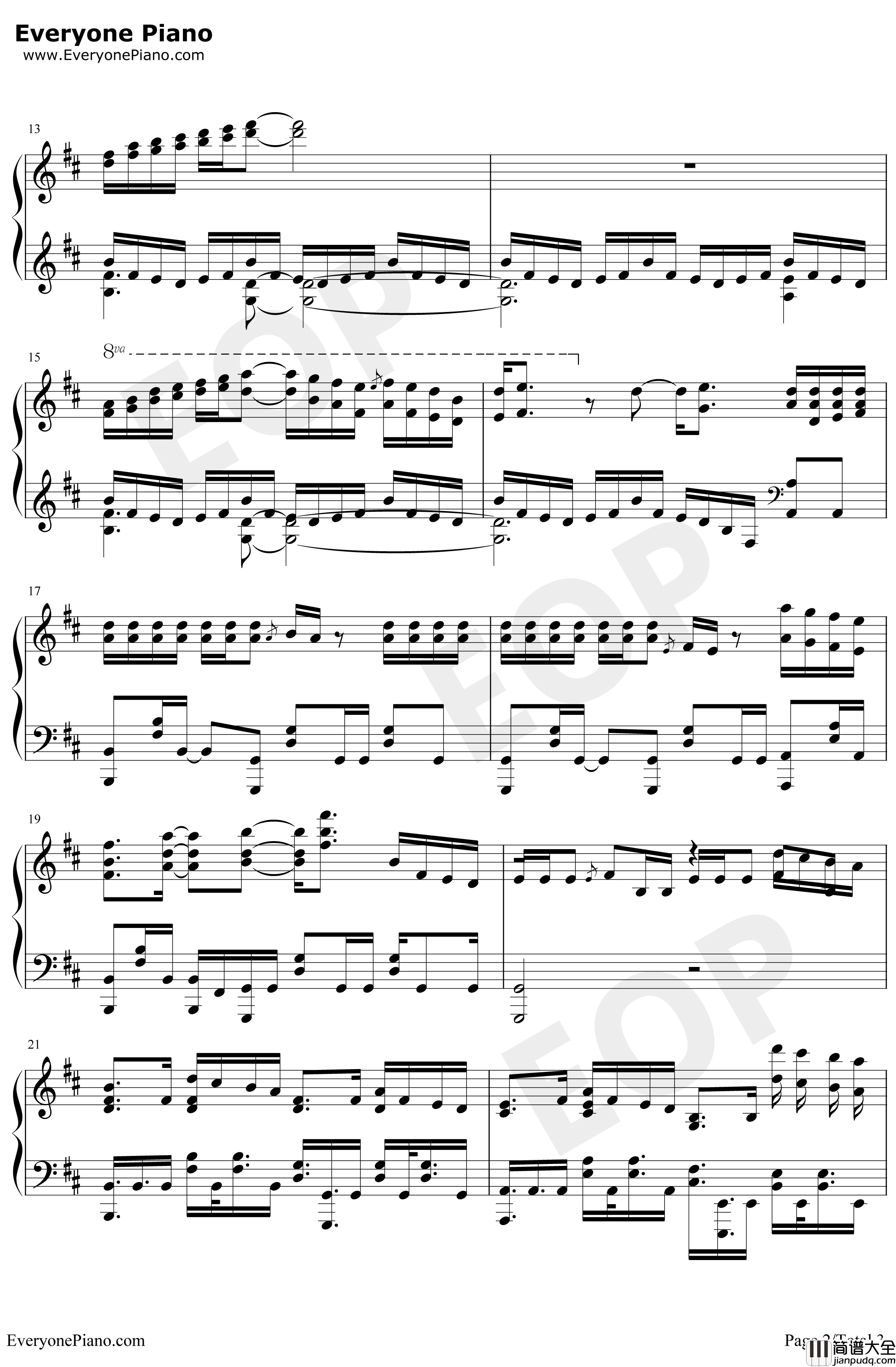 火炎钢琴谱_女王蜂_多罗罗OP