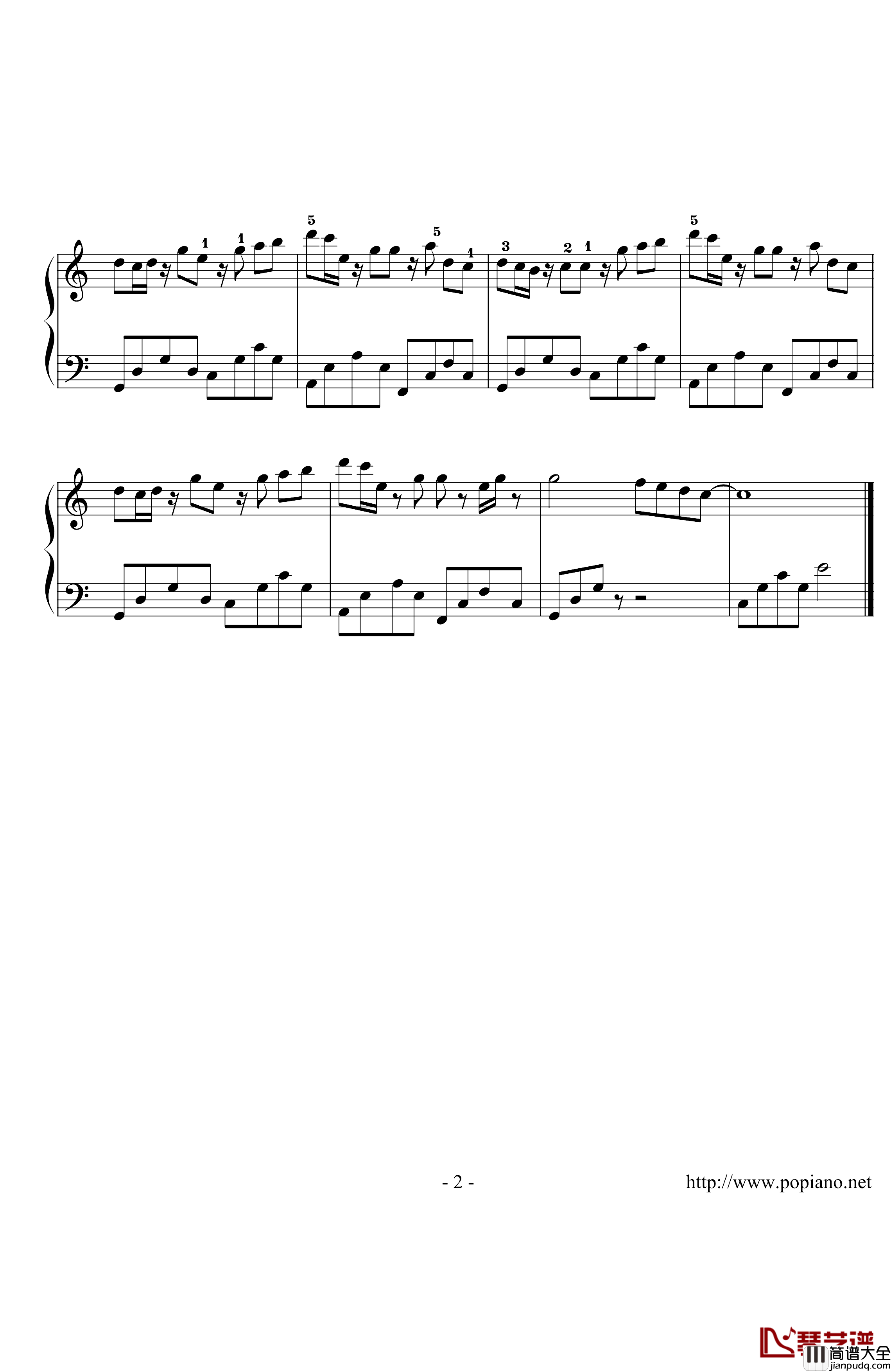 追光者钢琴谱_初学者简单版_岑宁儿