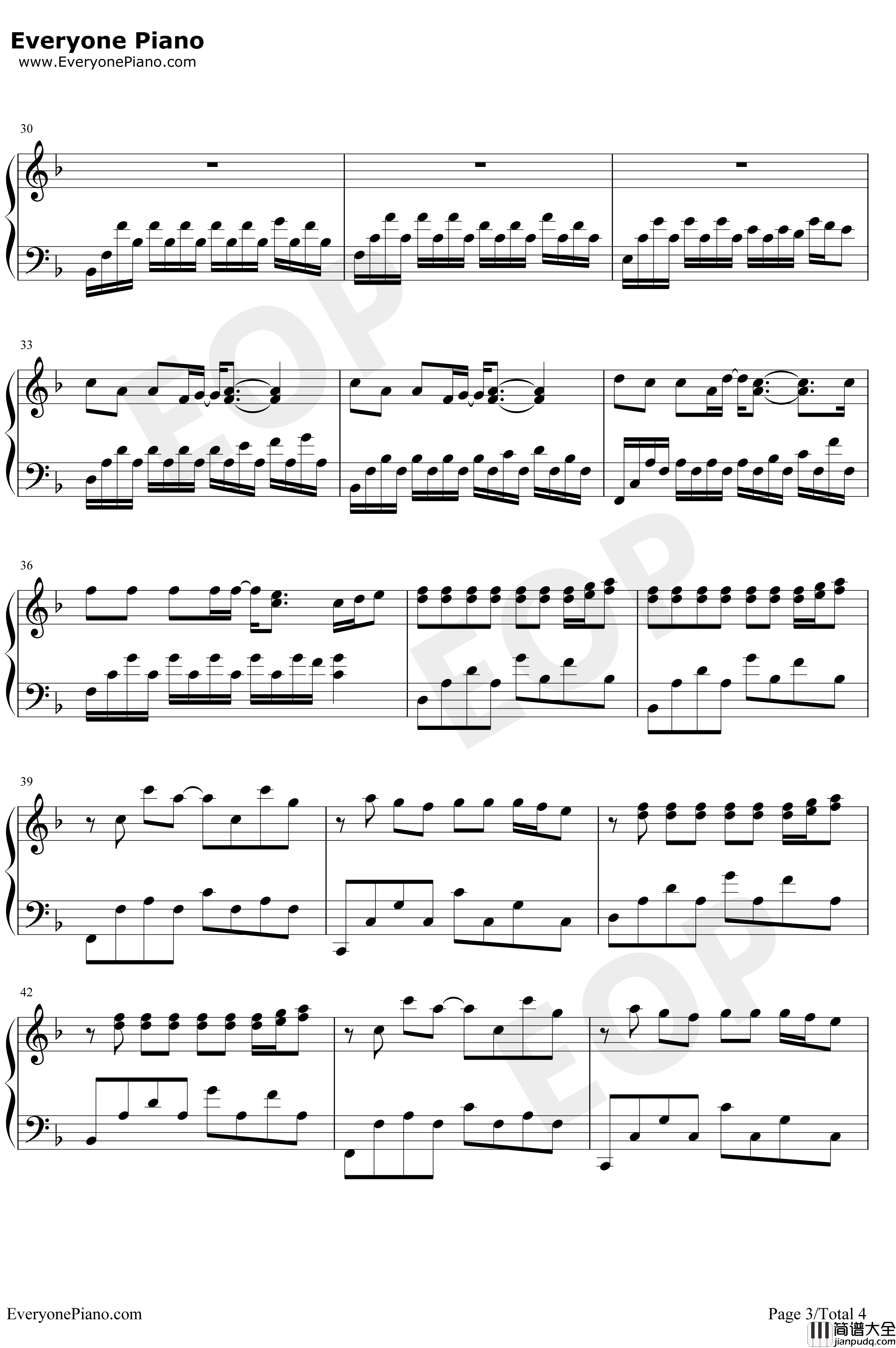 侧脸钢琴谱_于果_曾经是心心念念随随便便深深浅浅_抖音歌曲