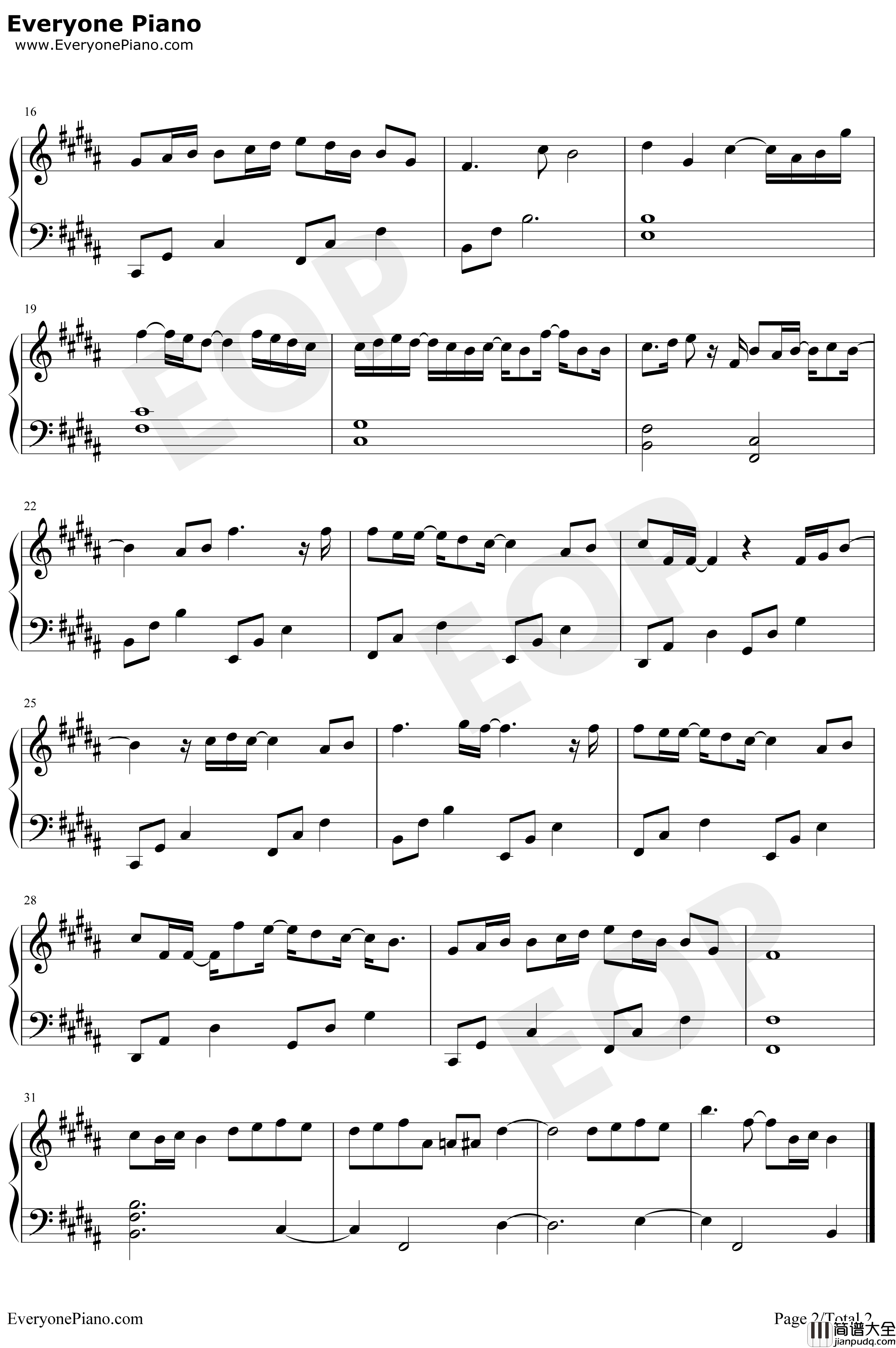 不忧伤的爱钢琴谱_钟汉良_凉生我们可不可以不忧伤片头曲