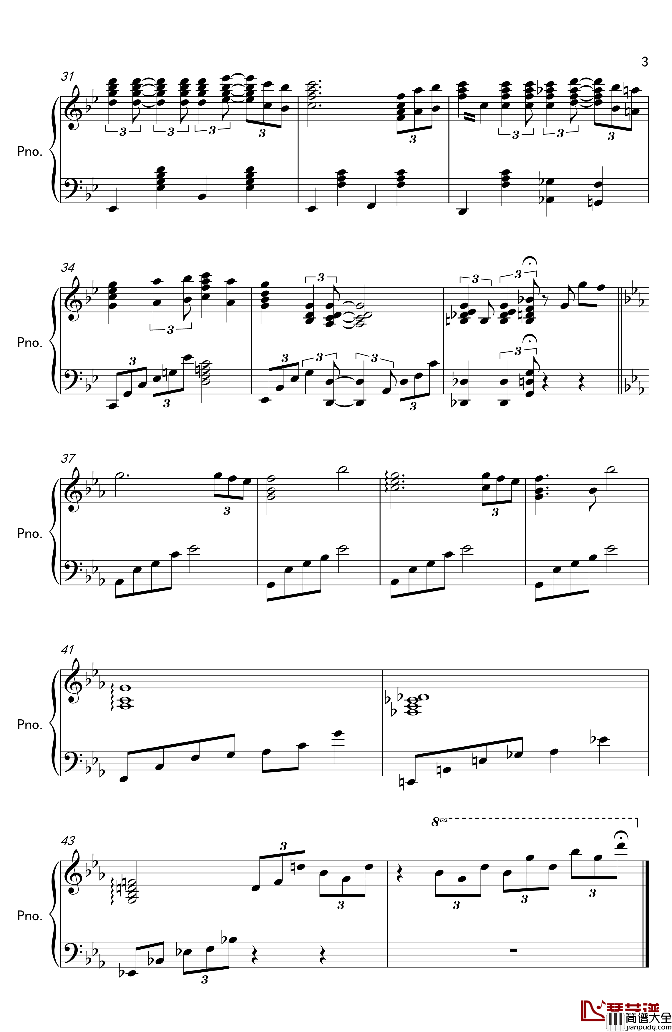 红猪_帰らざる日々钢琴谱_久石让