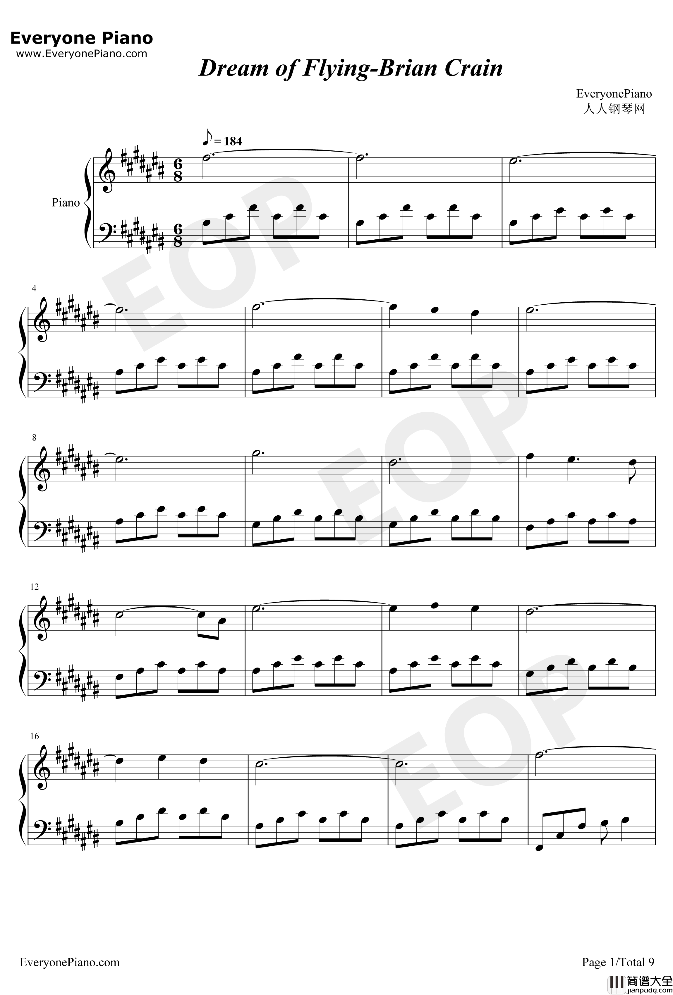 Dream_of_Flying钢琴谱_BrianCrain