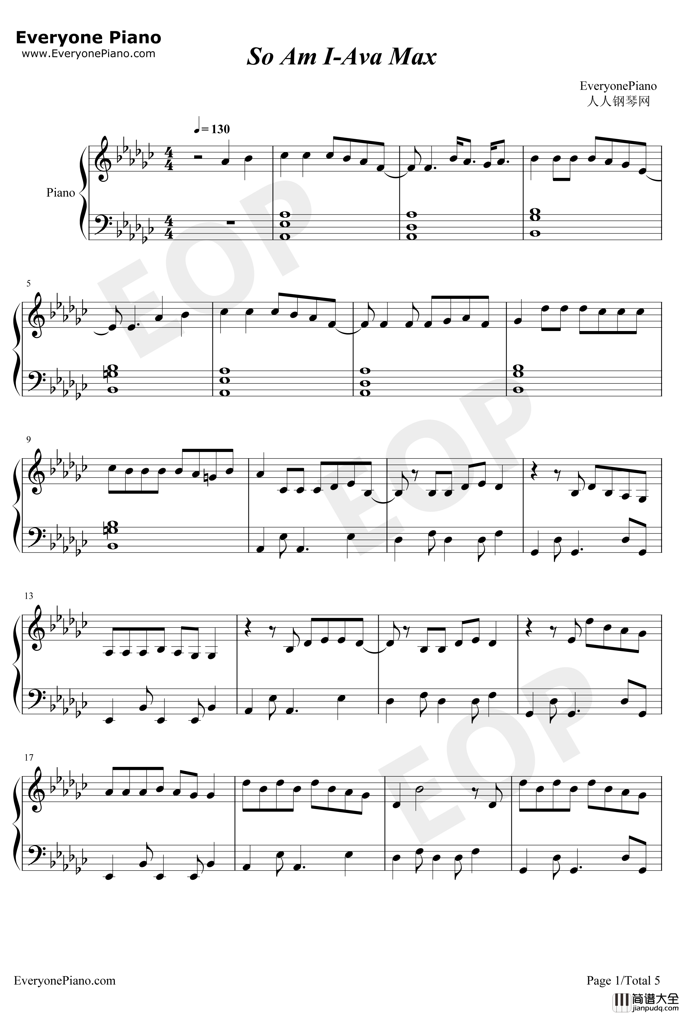 SoAmI钢琴谱_AvaMax