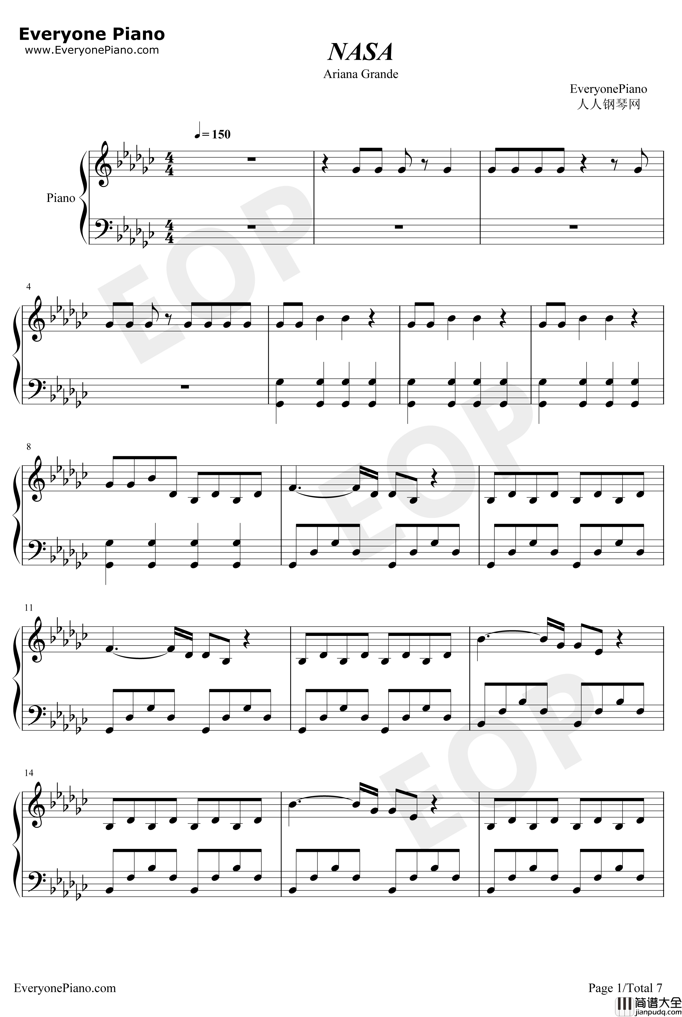 NASA钢琴谱_ArianaGrande