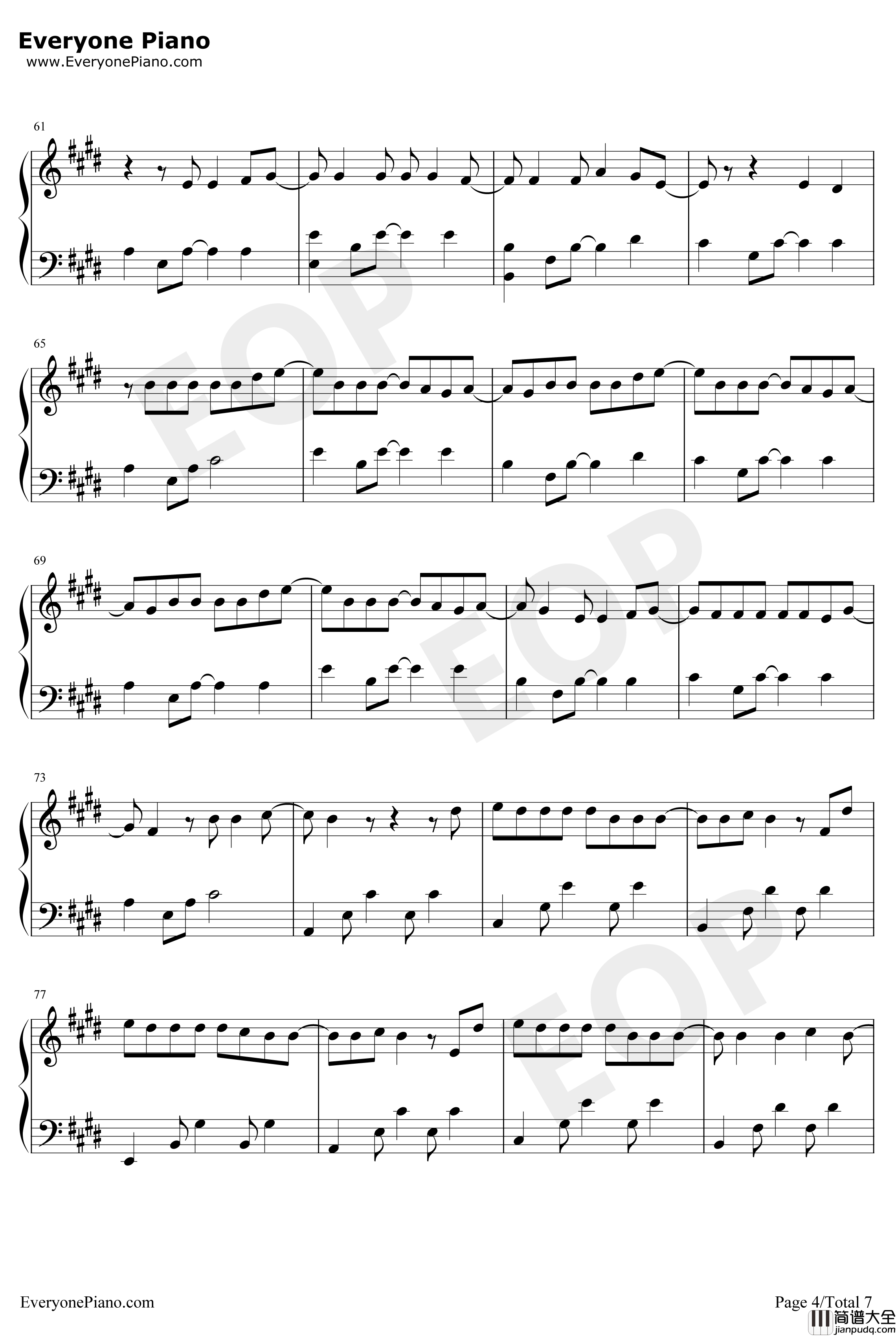 On_My_Way钢琴谱_AlanWalker_简单版_AlanWalker