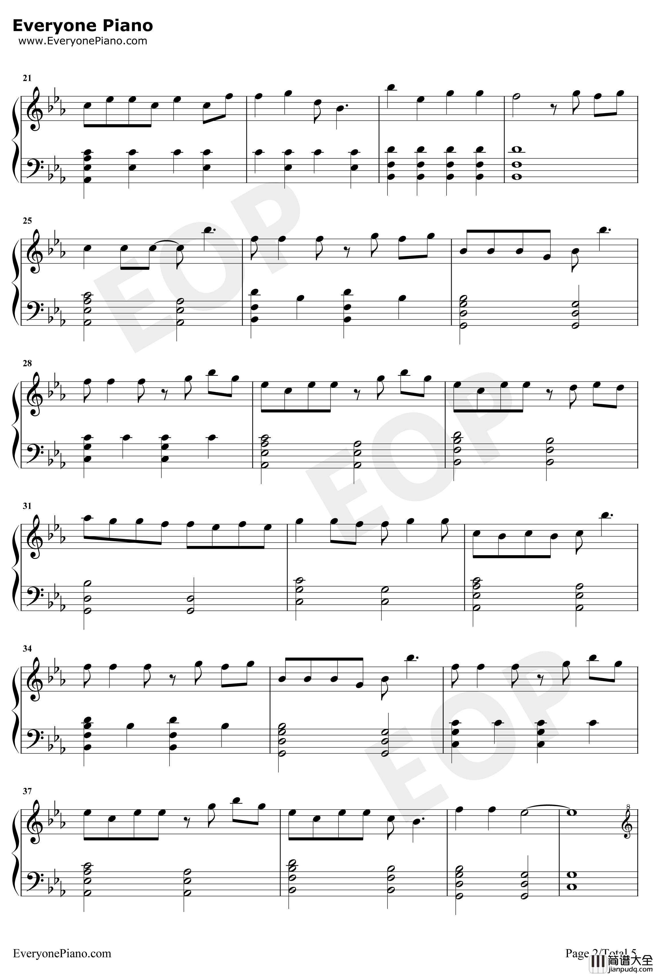 绿色钢琴谱_陈雪凝_完美钢琴版_抖音爆火