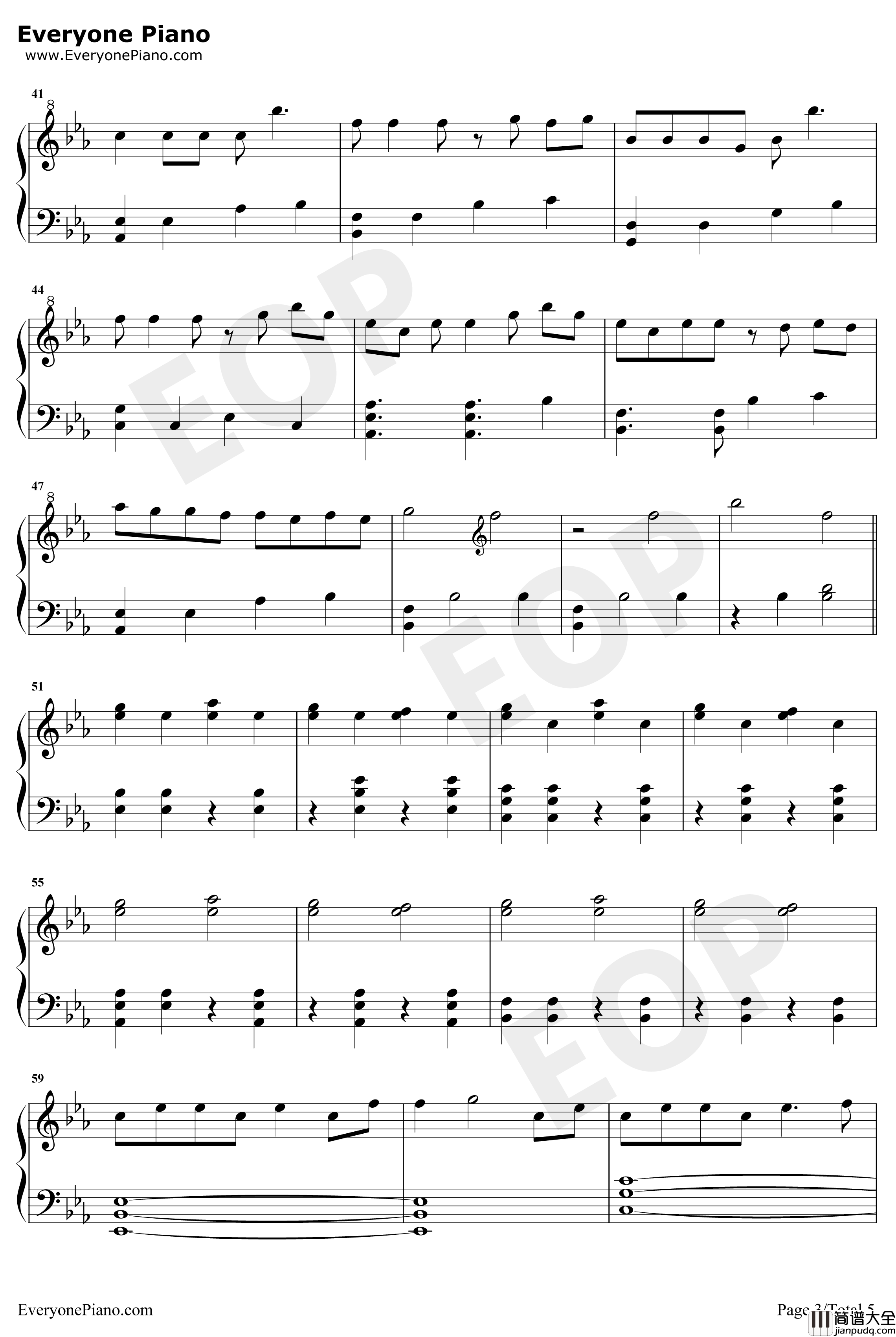 绿色钢琴谱_陈雪凝_完美钢琴版_抖音爆火