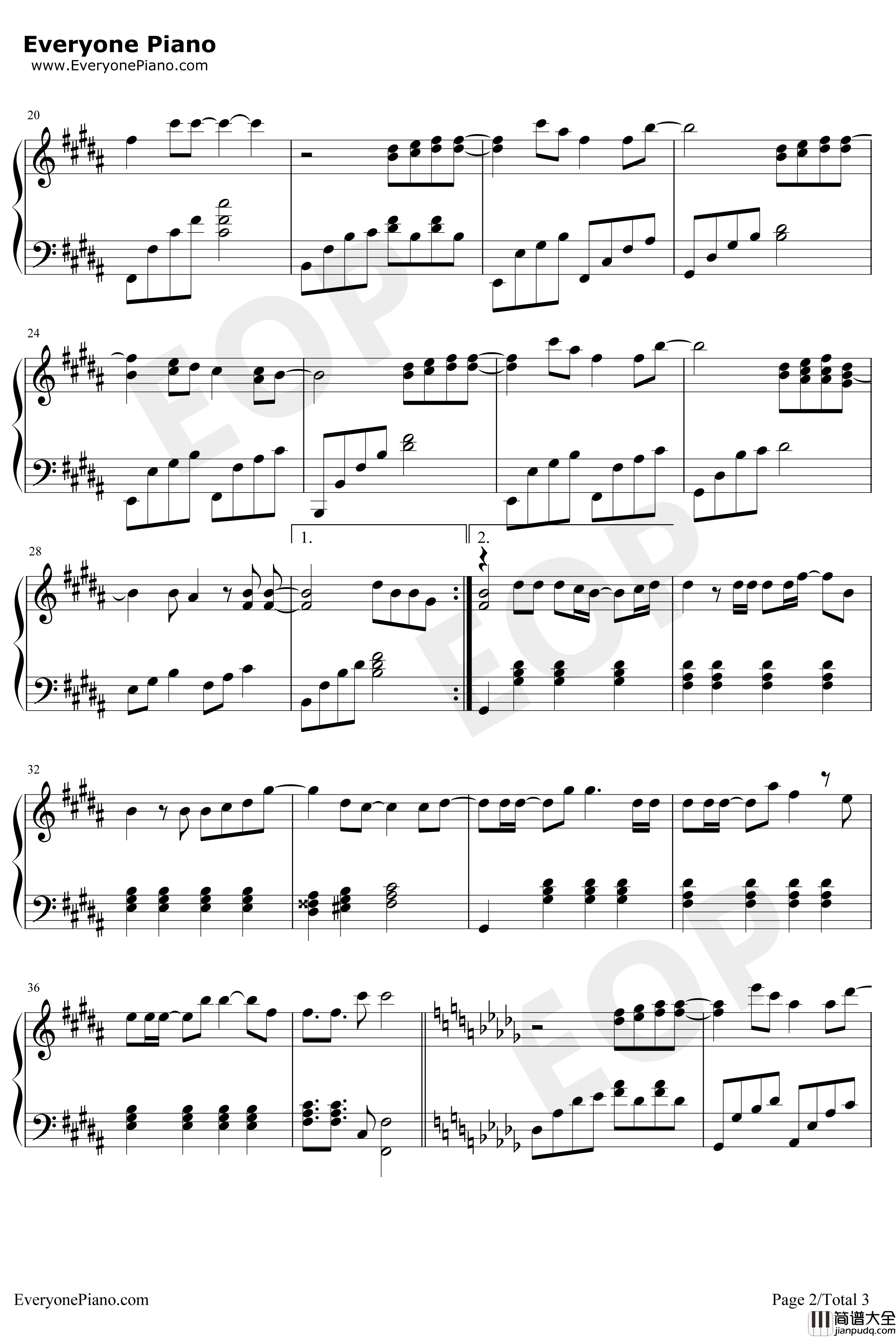 远方钢琴谱_S.H.E