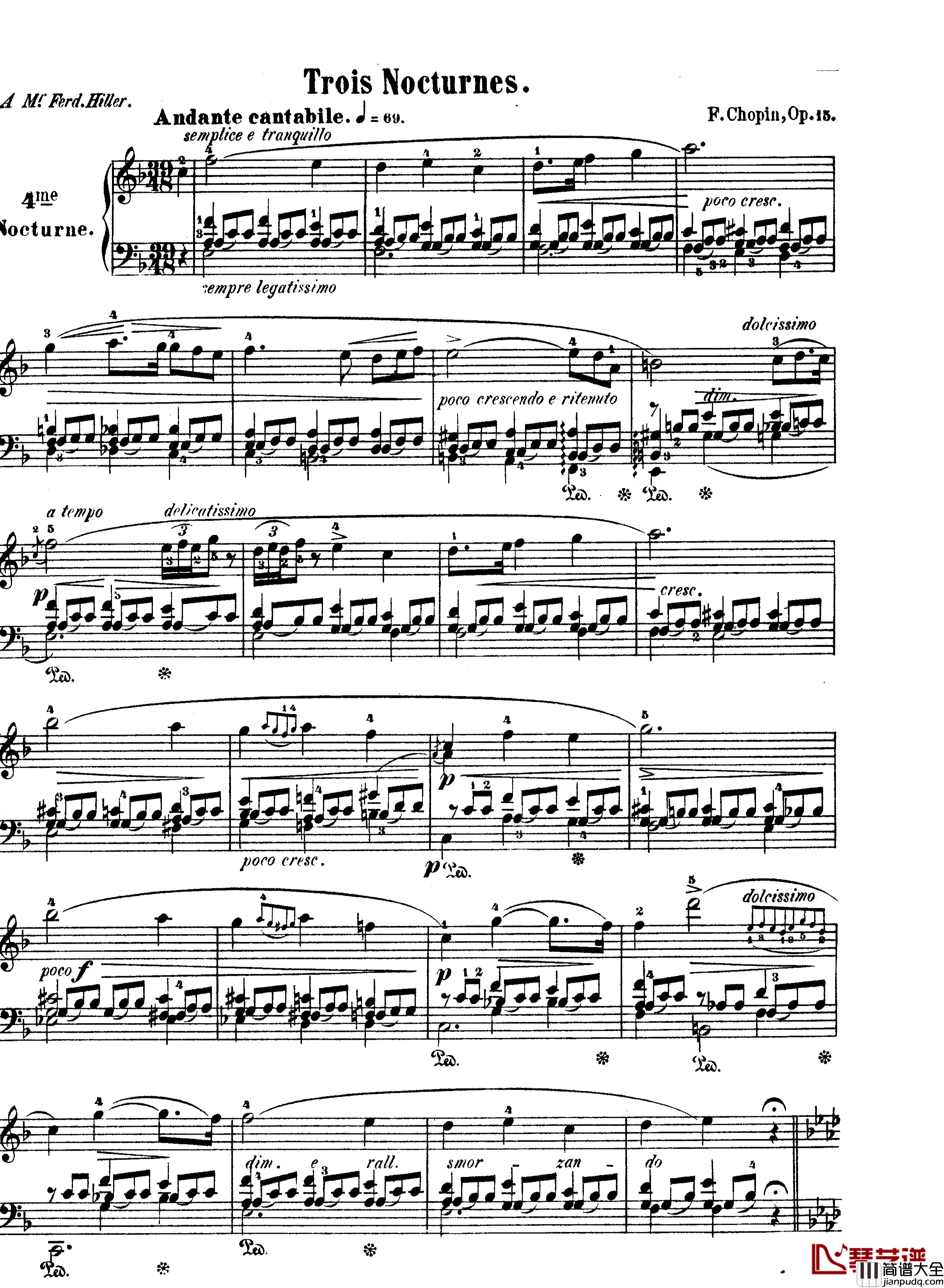 F大调夜曲作品15号钢琴谱_Nocturne_Op.15_No.1_肖邦_chopin