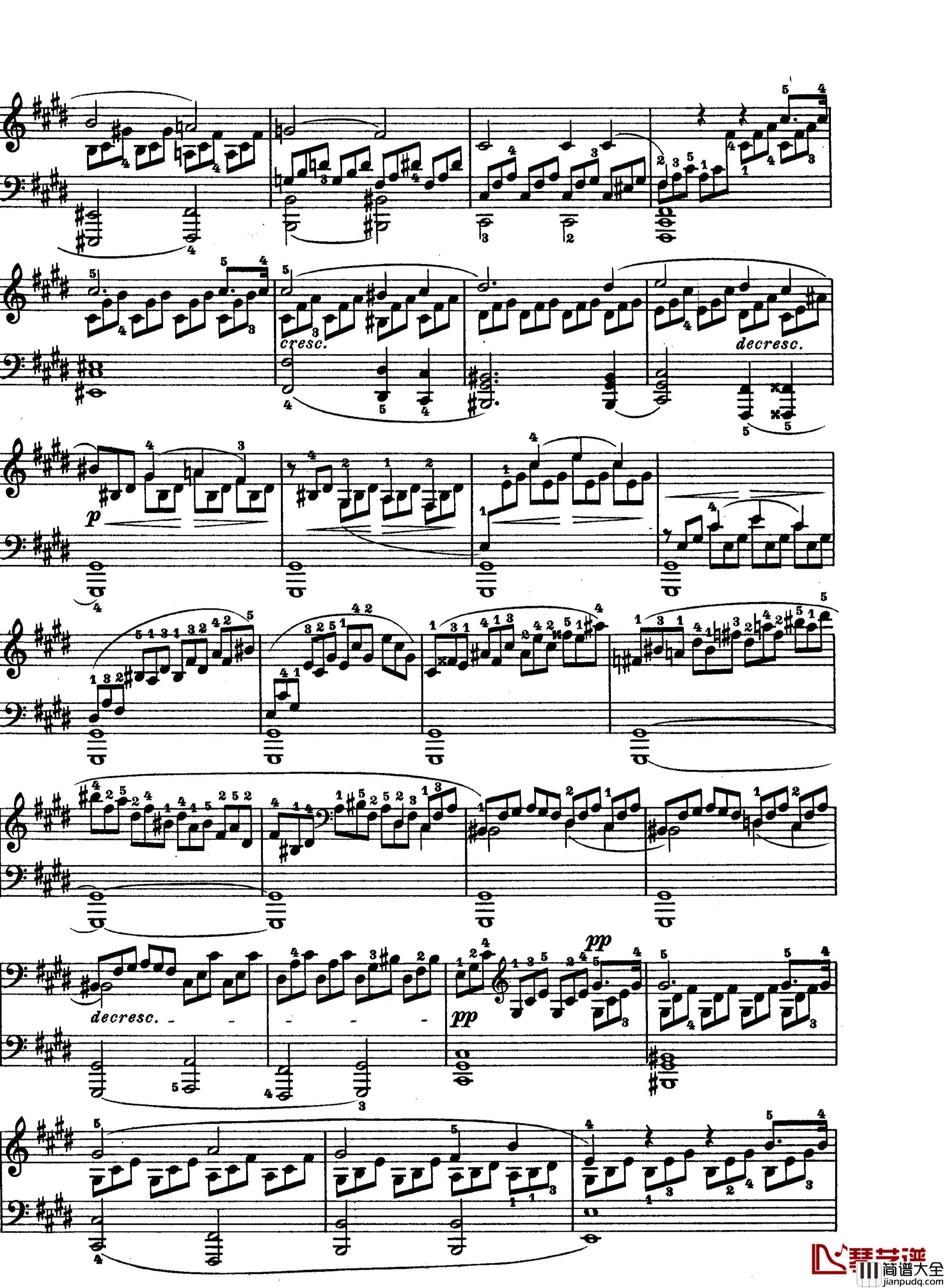 月光曲钢琴谱_第十四钢琴奏鸣曲_Op.27_No.2_贝多芬_beethoven