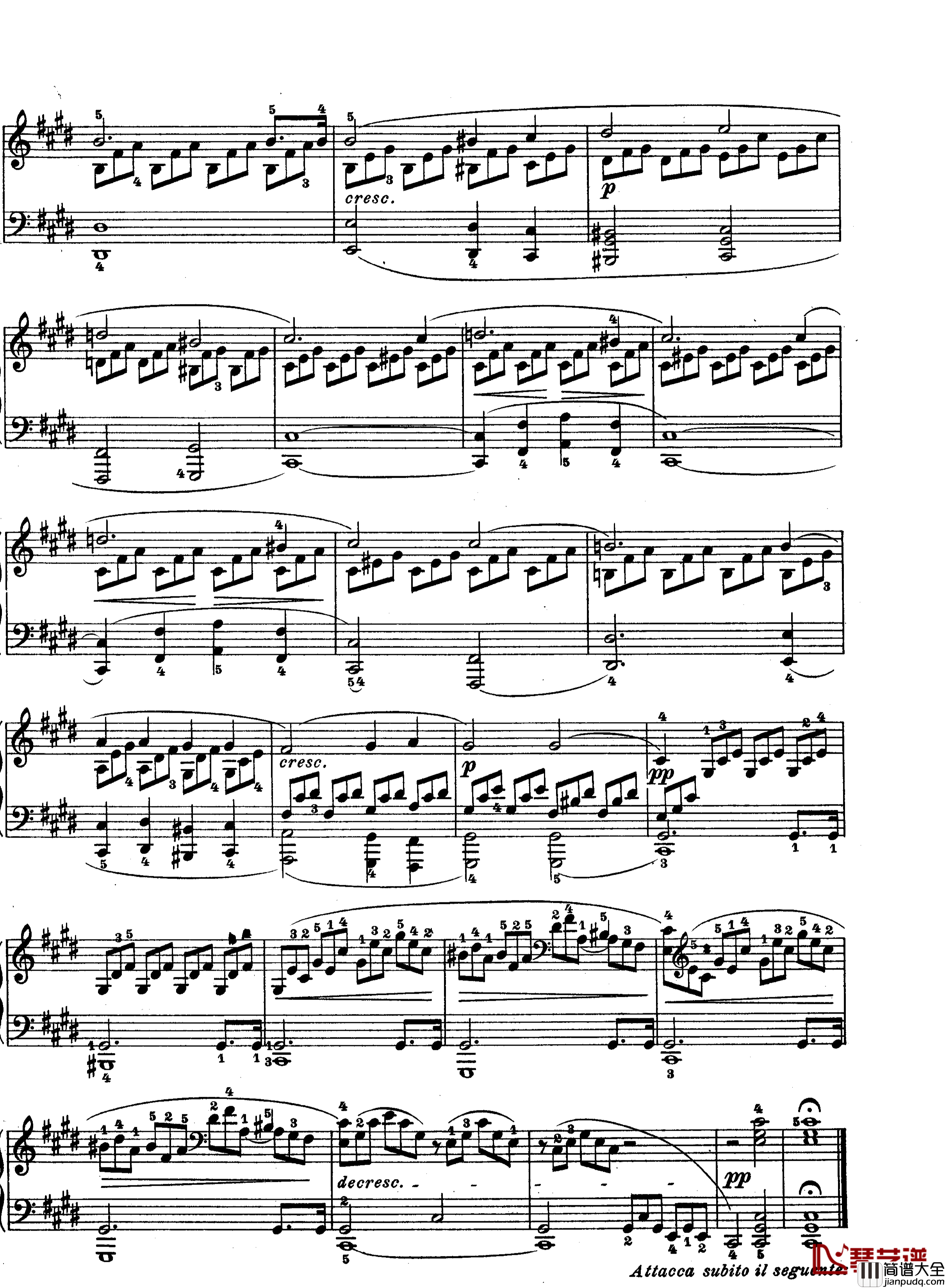 月光曲钢琴谱_第十四钢琴奏鸣曲_Op.27_No.2_贝多芬_beethoven