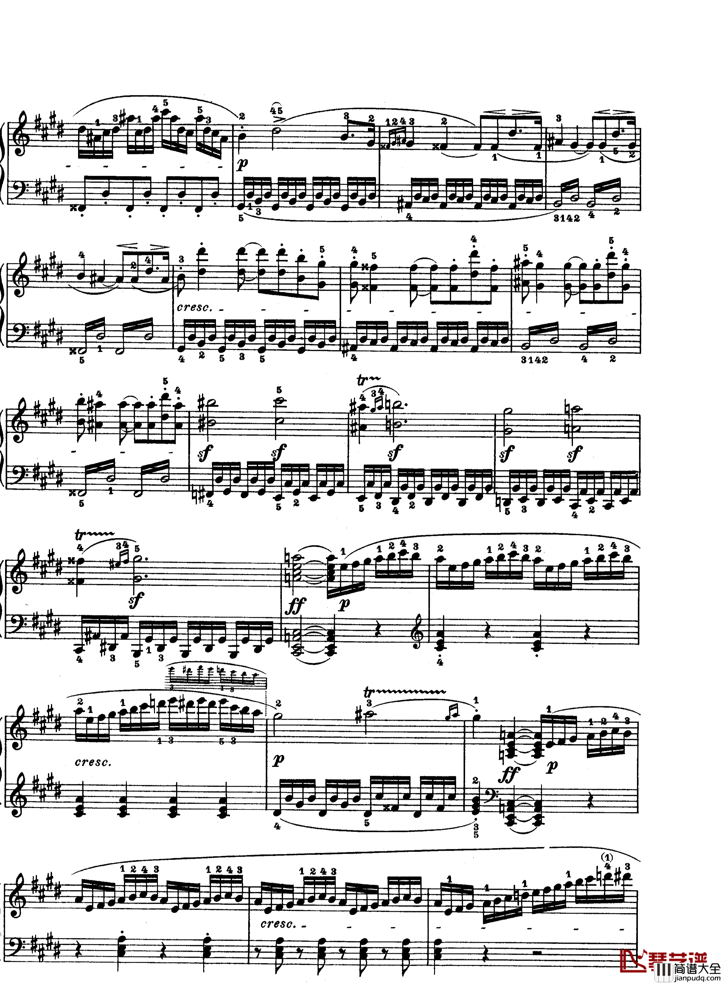 月光曲钢琴谱_第十四钢琴奏鸣曲_Op.27_No.2_贝多芬_beethoven