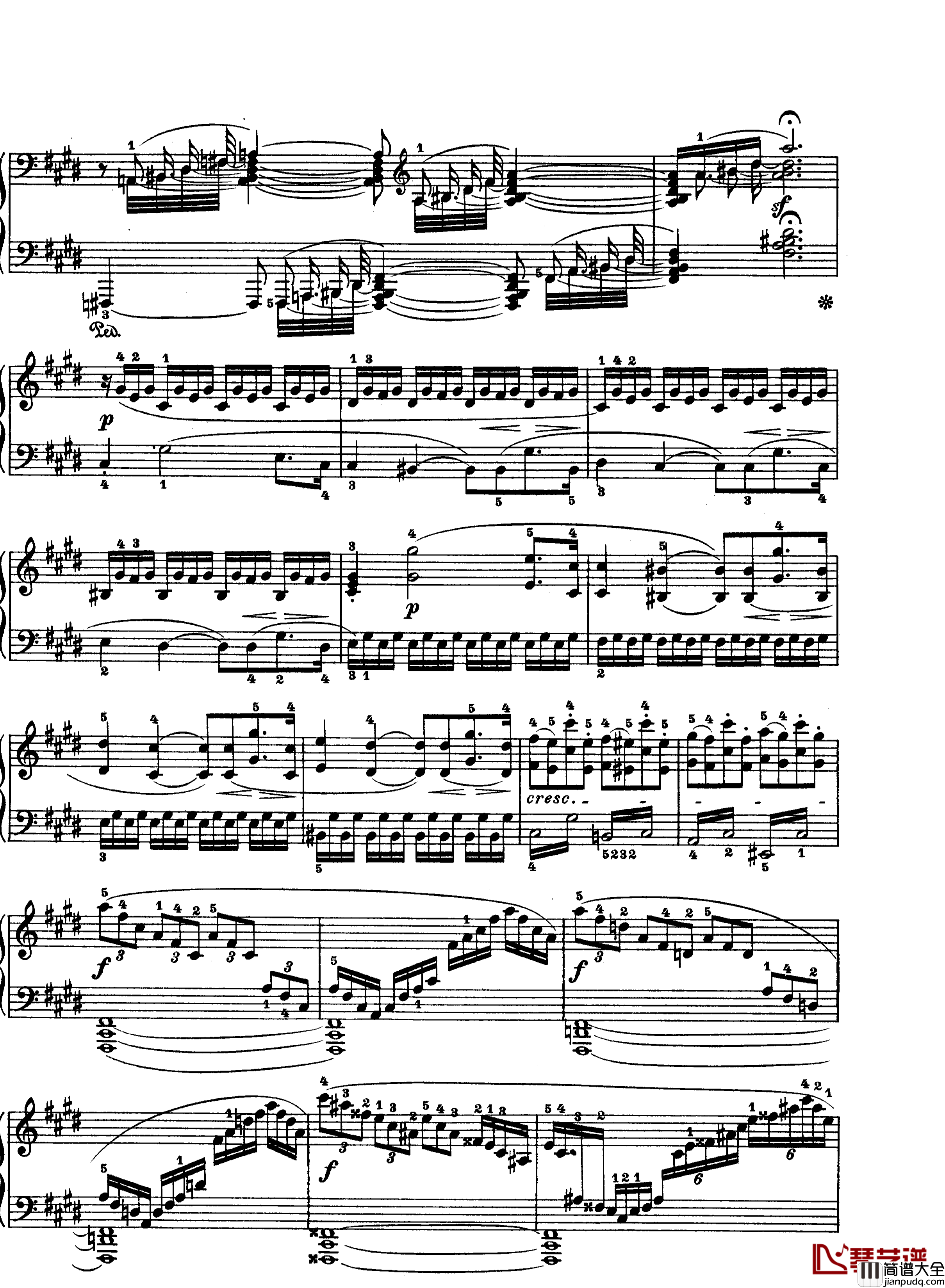 月光曲钢琴谱_第十四钢琴奏鸣曲_Op.27_No.2_贝多芬_beethoven